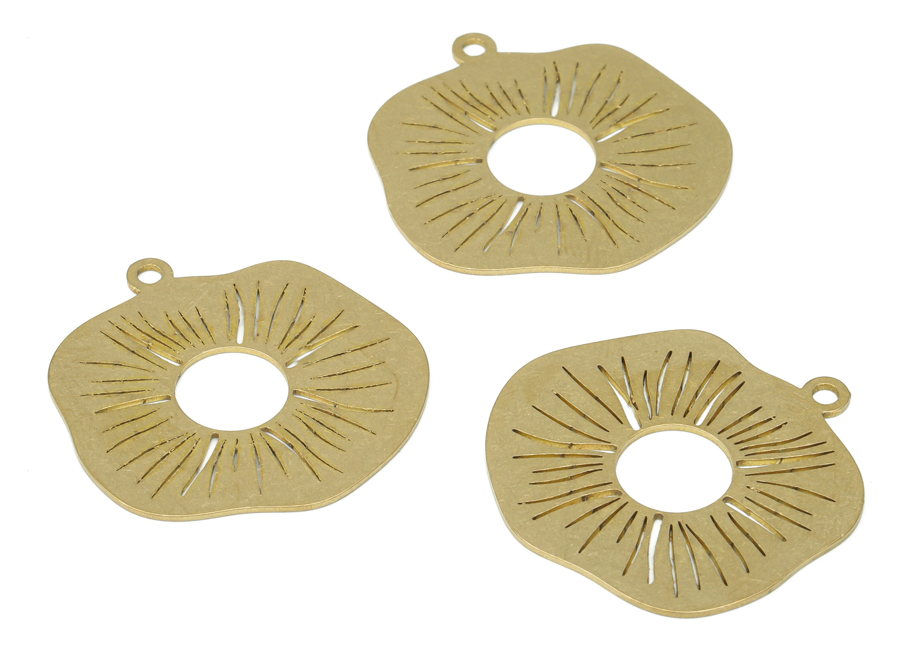 Brass Flower Sun Earring Charms - Raw Brass Sun Geometry Pendant - DIY Jewelry Making Supplies - 30.6x29.83x0.62mm - PPA3218 - DOMEDBAZAAR
