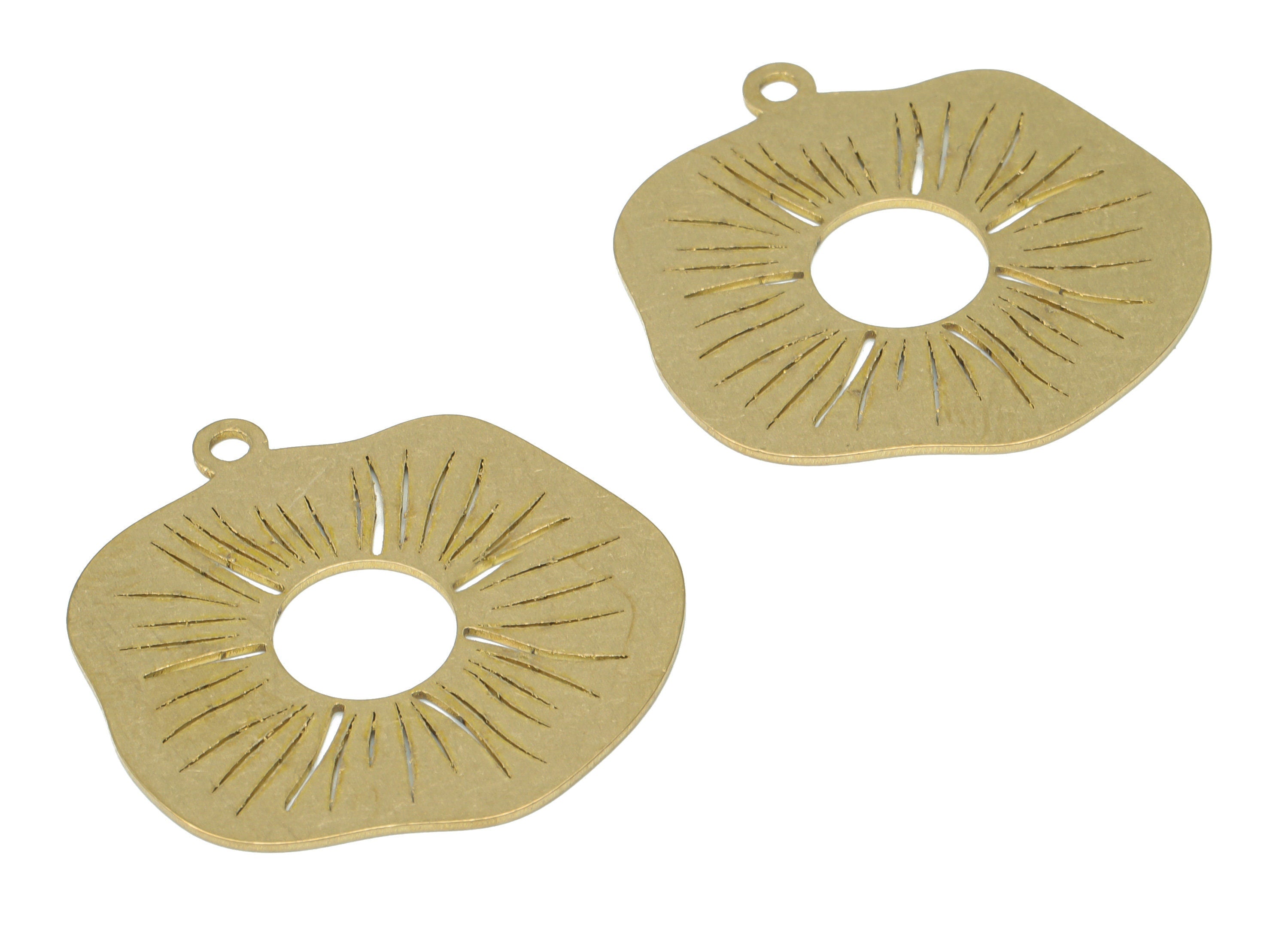 Brass Flower Sun Earring Charms - Raw Brass Sun Geometry Pendant - DIY Jewelry Making Supplies - 30.6x29.83x0.62mm - PPA3218 - DOMEDBAZAAR