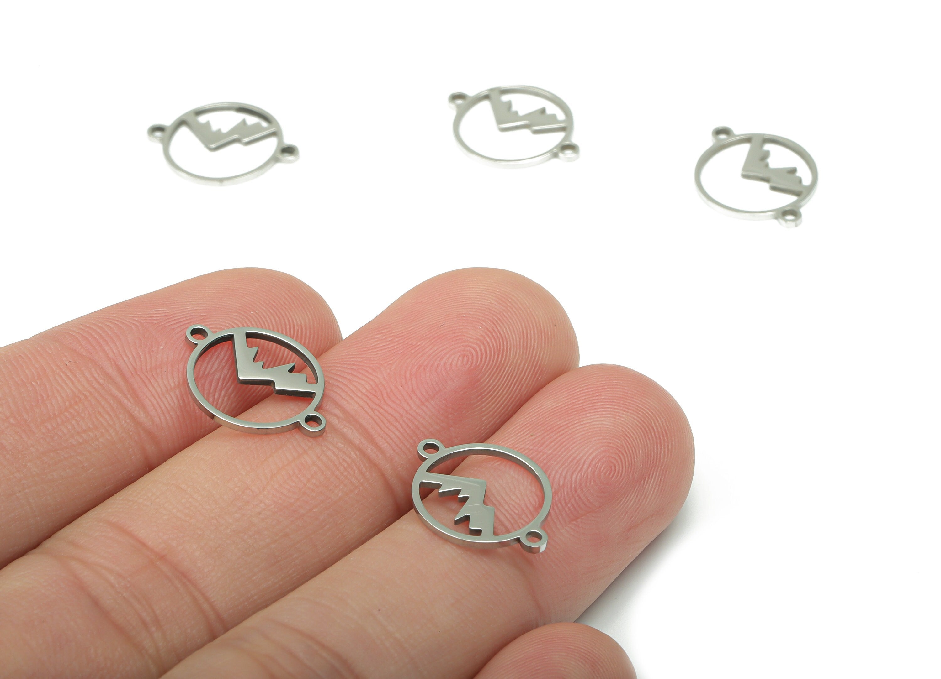Stainless Steel Round Connector - Mountain Bracelet Connector - Bracelet Charm – Jewelry Making Supplies - 15.5x11.7x0.84mm - SS1217S - DOMEDBAZAAR