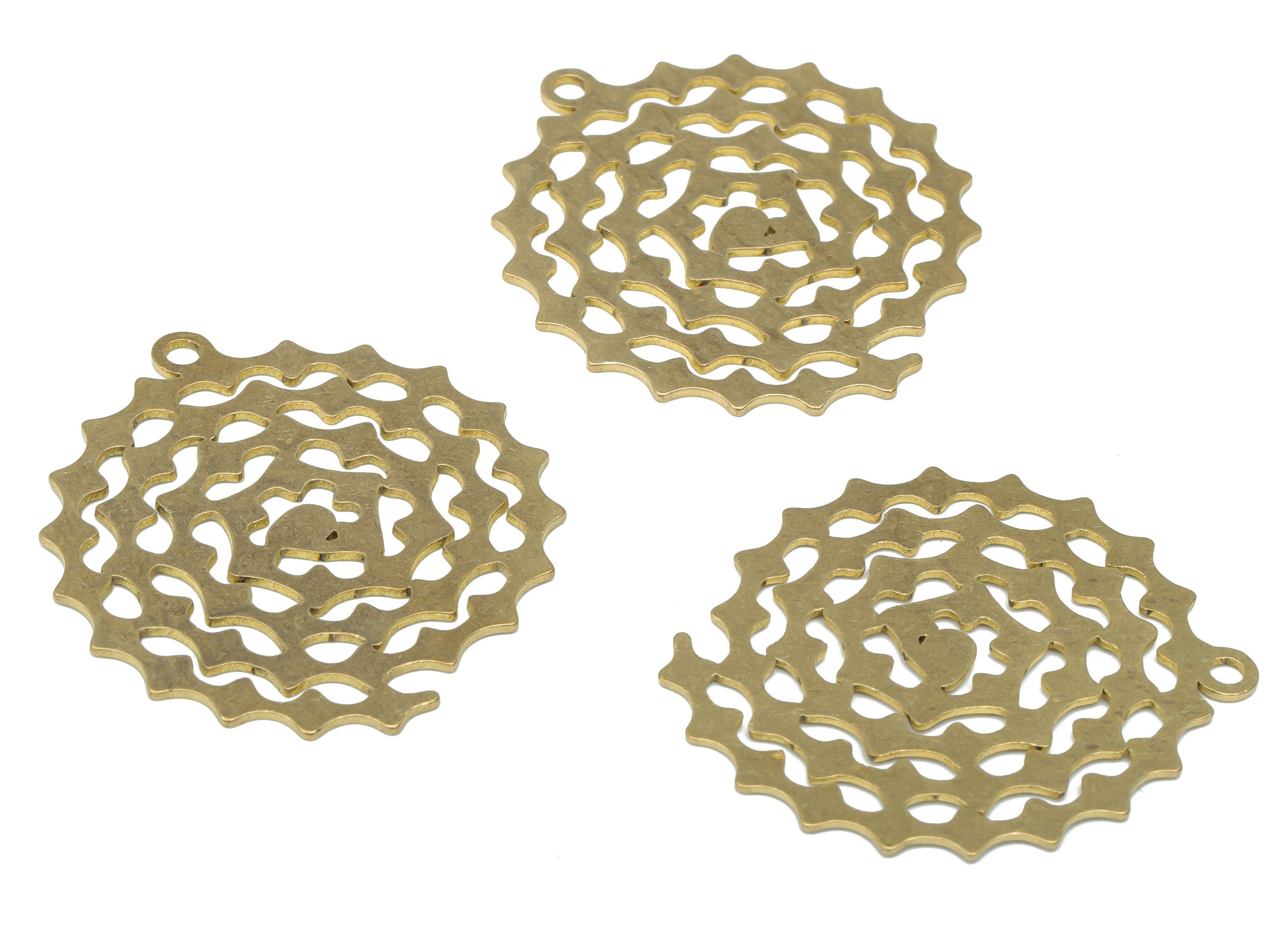 Brass Round Spiral Earring Charms - Raw Brass Spiral Circle Pendant - DIY Jewelry Making Supplies - 34.76x31.61x0.64mm - PPA2880 - DOMEDBAZAAR