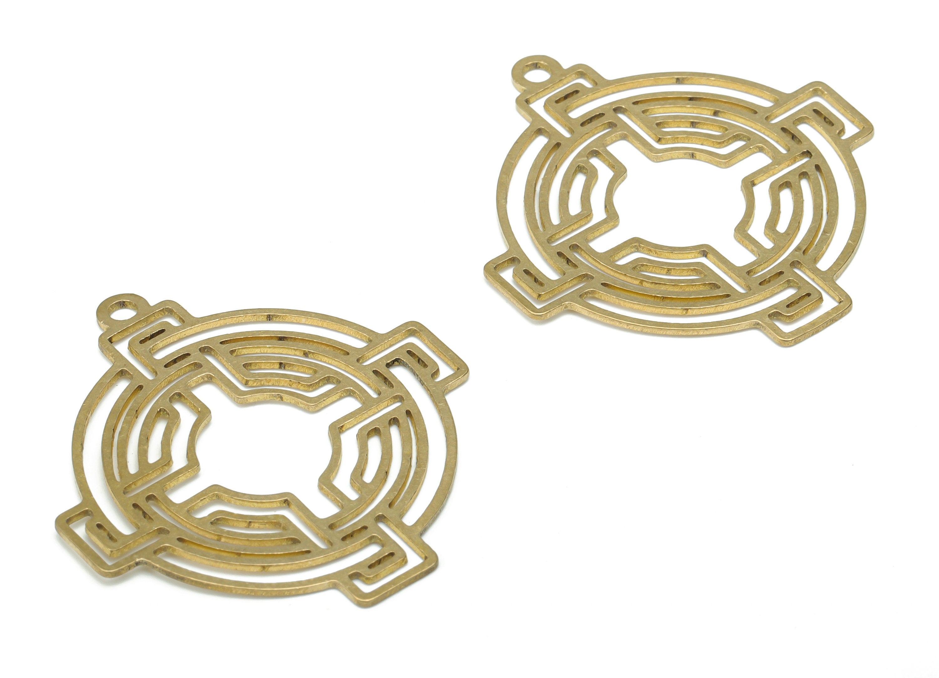 Brass Spiral Round Earring Charms - Raw Brass Spiral Circle Pendant - DIY Jewelry Making Supplies - 34.51x34.02x0.64mm - PPA2724 - DOMEDBAZAAR