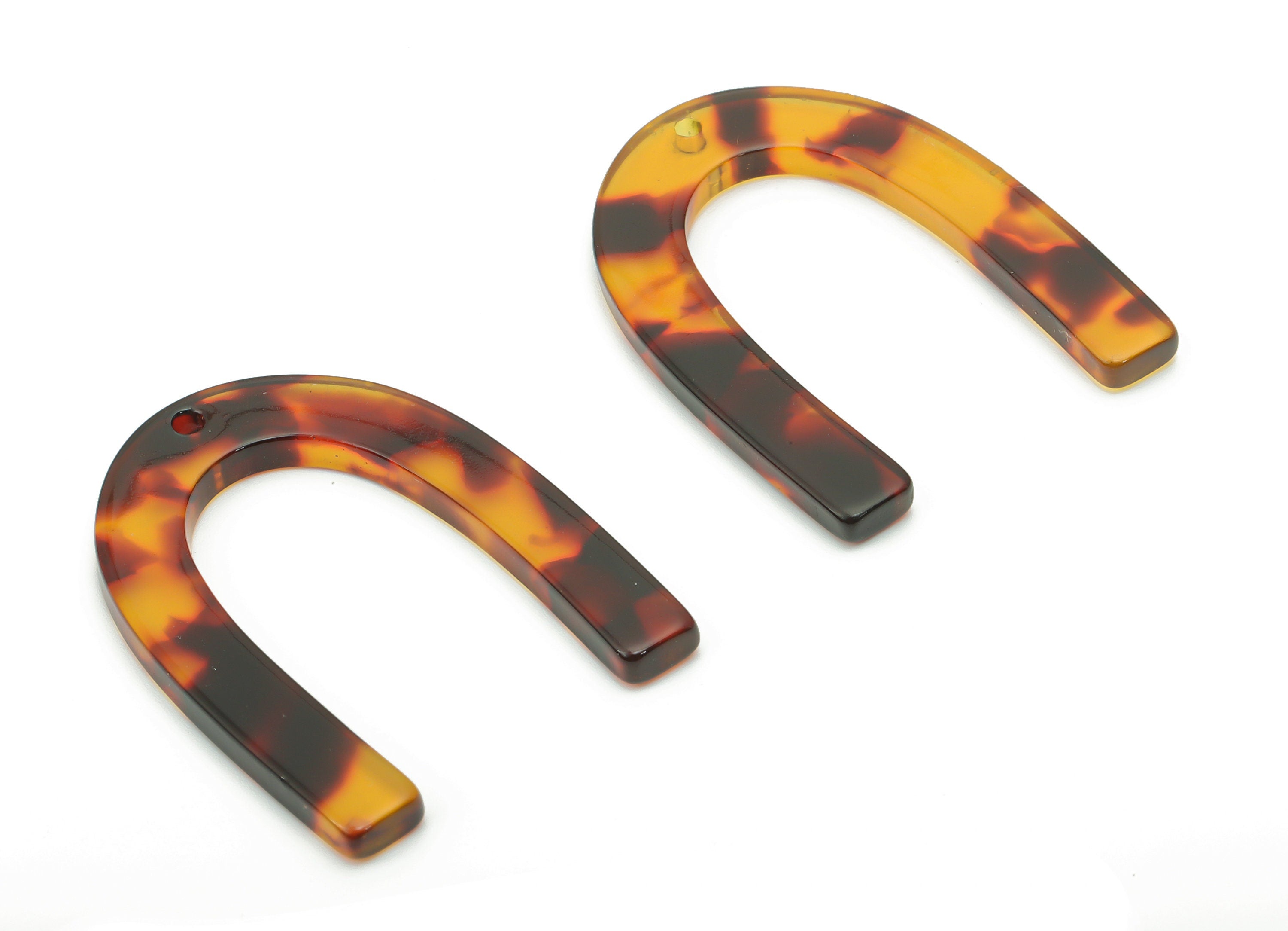 Acetate U Earring Charms - Tortoise Shell Earrings - U Pendant - Jewelry Making Supplies - Color Code: A05 - 34.61x26.25x2.55mm - AC1114ZE - DOMEDBAZAAR