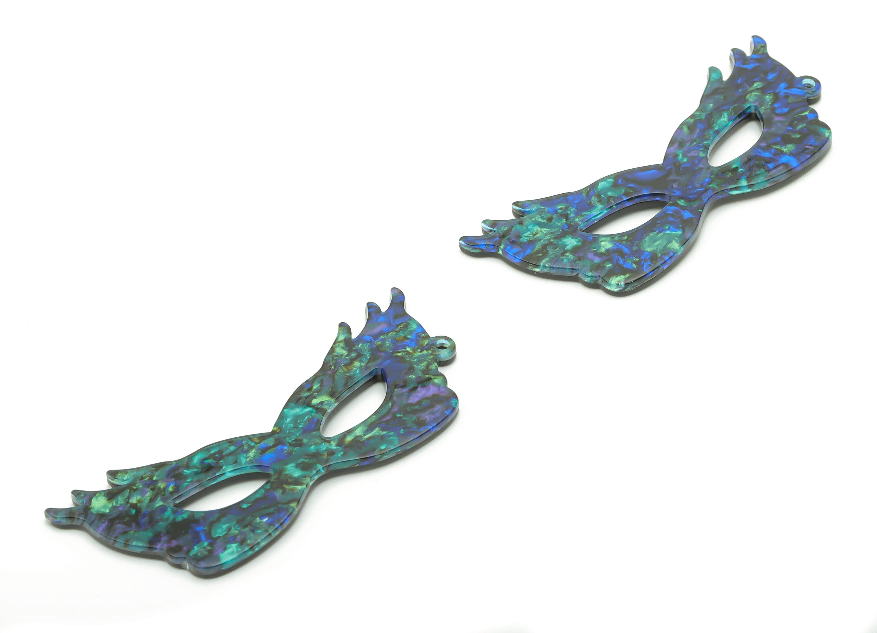 Acrylic Mask Earring Charms - Acrylic Mask Pendant - Jewelry Making Supplies - Color Code: A829 - 61.85x24.1x2.46mm - AC2468-A849 - DOMEDBAZAAR