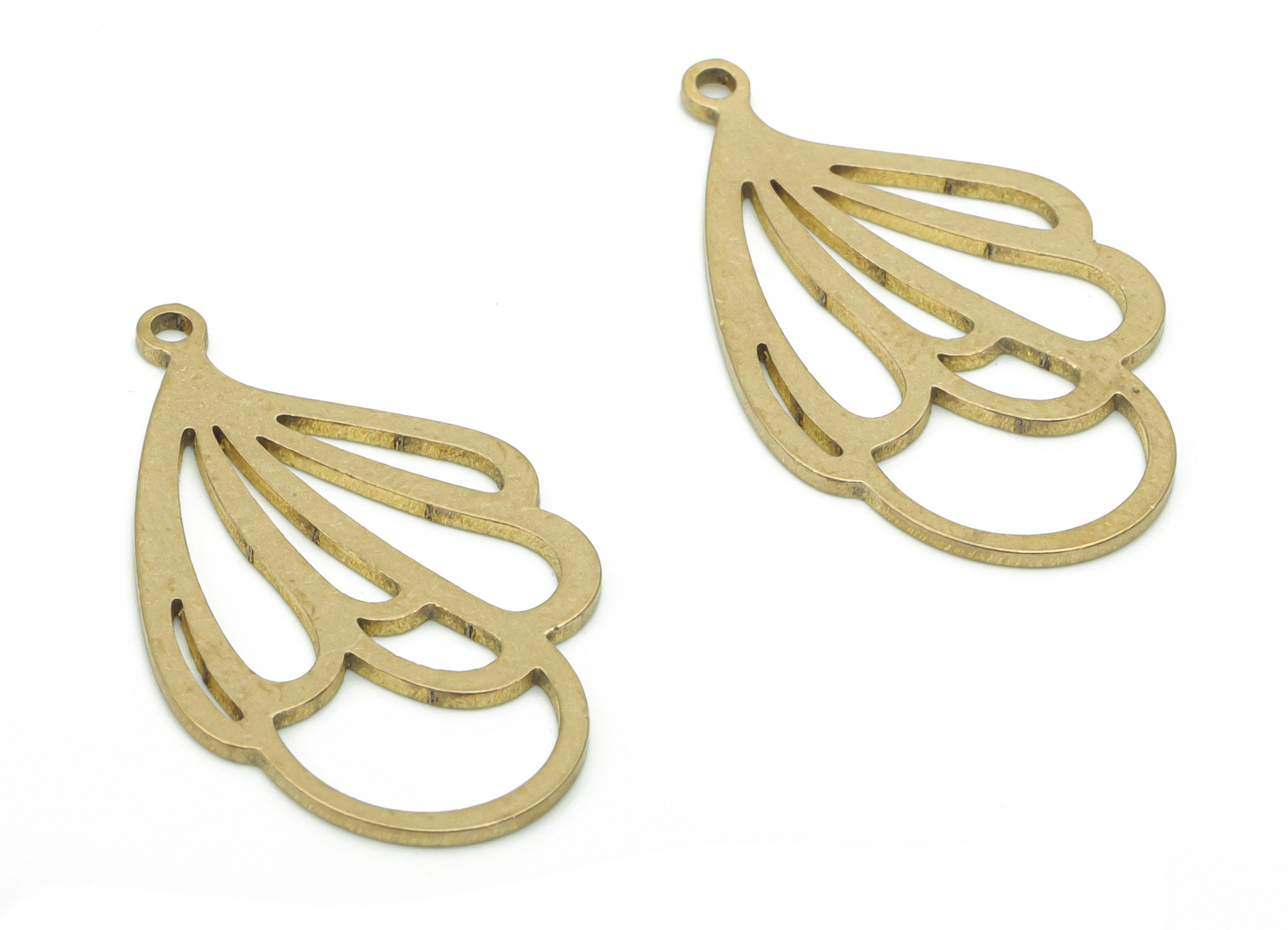 Brass Teardrops Earring Charms - Raw Brass Teardrops Pendant - DIY Jewelry Making Supplies - 26.69x15.98x0.78mm - PP5180 - DOMEDBAZAAR