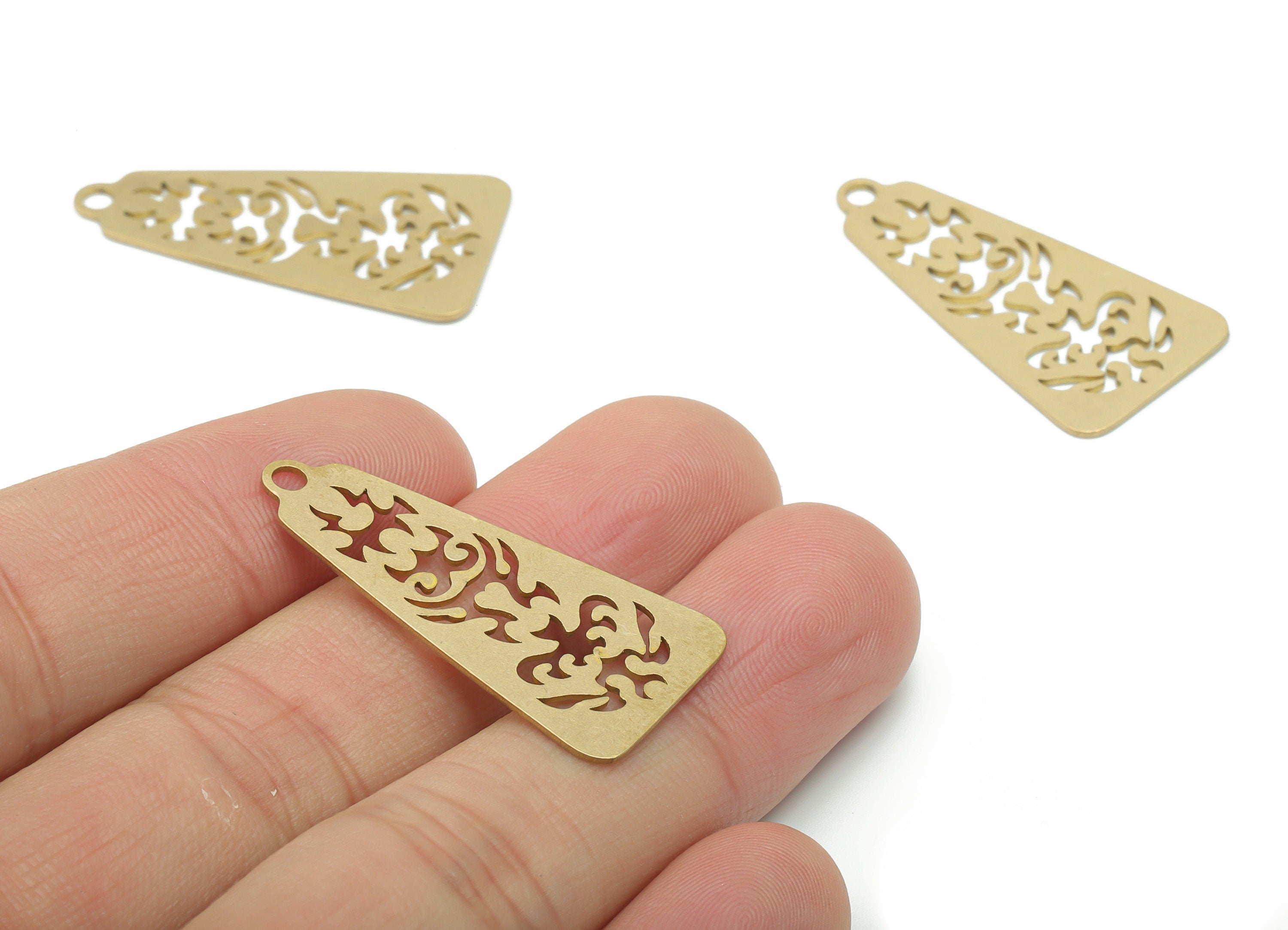 Brass Trapezoid Symbolize Earring Charms - Raw Brass Symbolize Trapezoid Pendant - DIY Jewelry Making Supplies - 34.8x17.56x0.6mm - PPA2827 - DOMEDBAZAAR