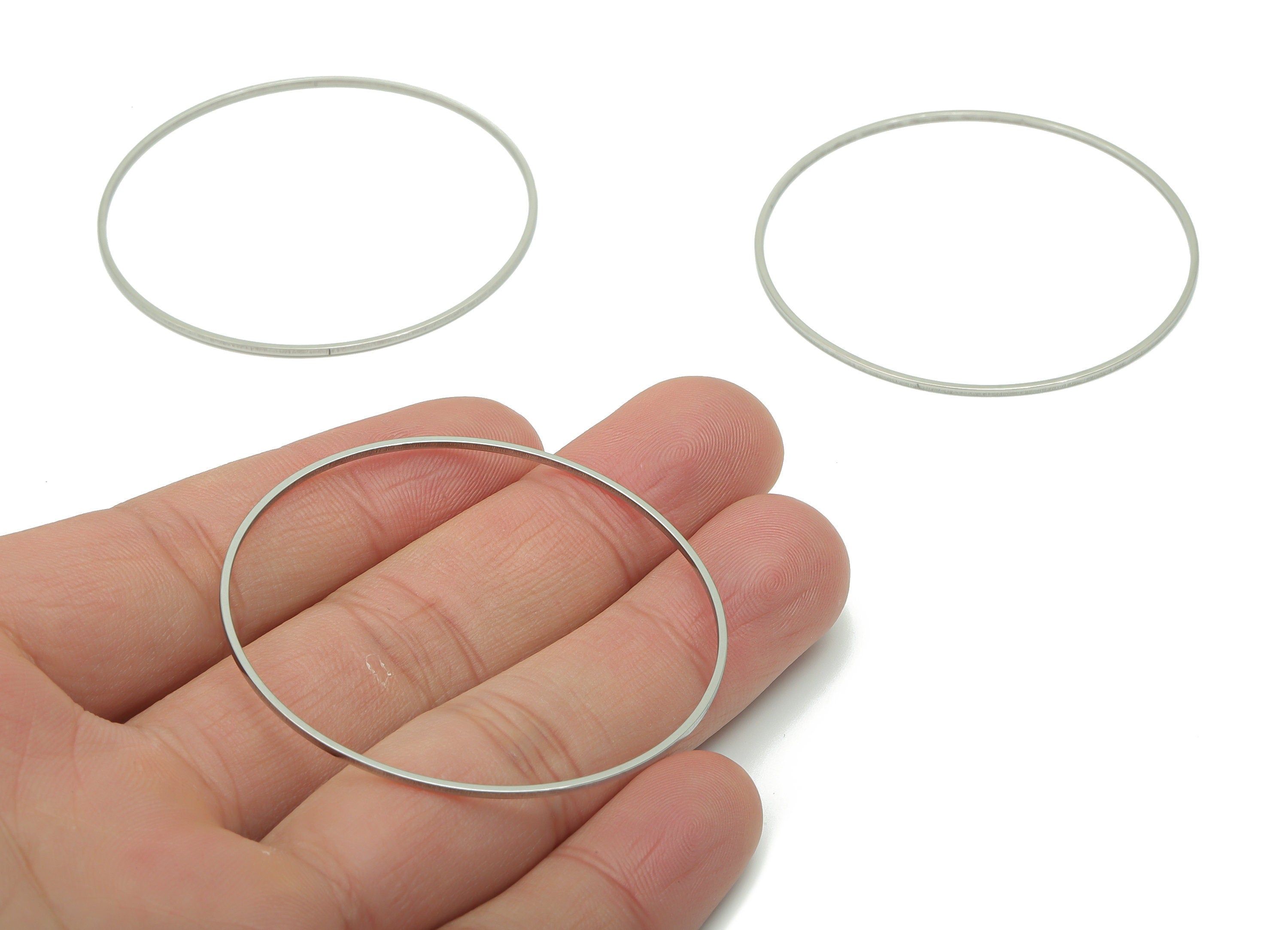 Stainless Steel 201 Round Hoop Connector - 50*1*1mm - Stainless Steel 201 Circle Ring Links - Jewelry Supplies - 49.82x49.82x1mm - SS1367-50 - DOMEDBAZAAR