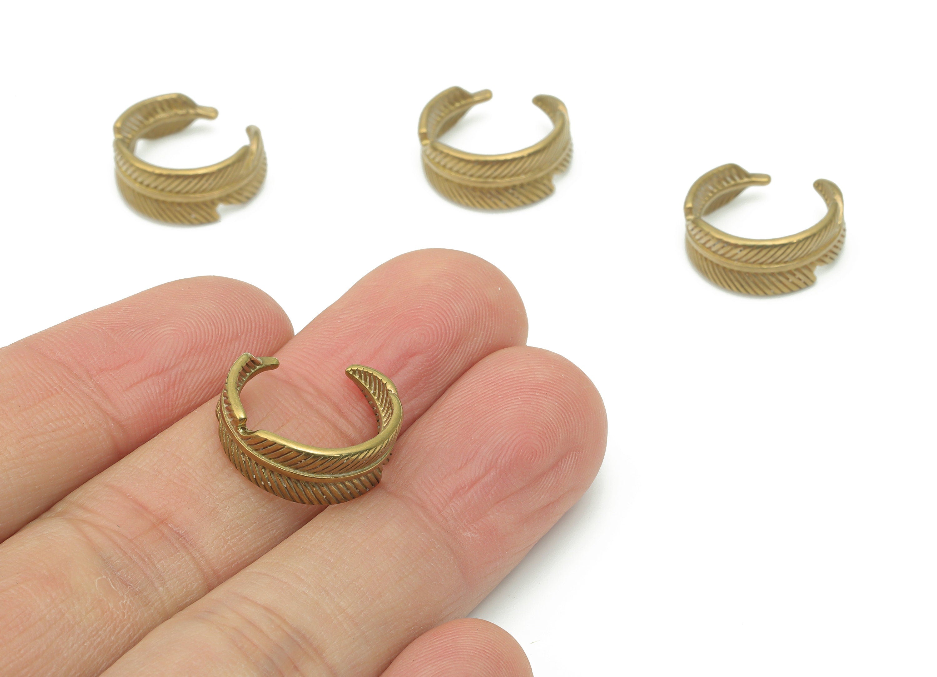 Raw Brass Leaf Ear Cuff - Brass Cuff Earrings - Cartilage Ear Cuff - No Piercing Ear Cuff - Jewelry Supplies - 17.12x15.43x1.69mm - PP5187 - DOMEDBAZAAR