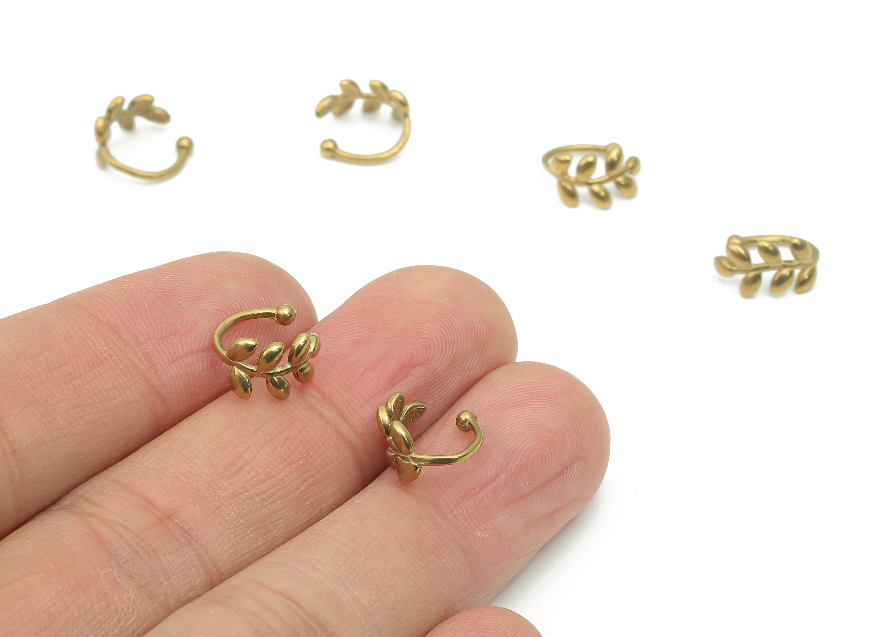 Raw Brass Leaf Ear Cuff - Brass Cuff Earrings - Cartilage Ear Cuff - No Piercing Ear Cuff - Jewelry Supplies - 10.56x8.67x1.32mm - PP5182 - DOMEDBAZAAR