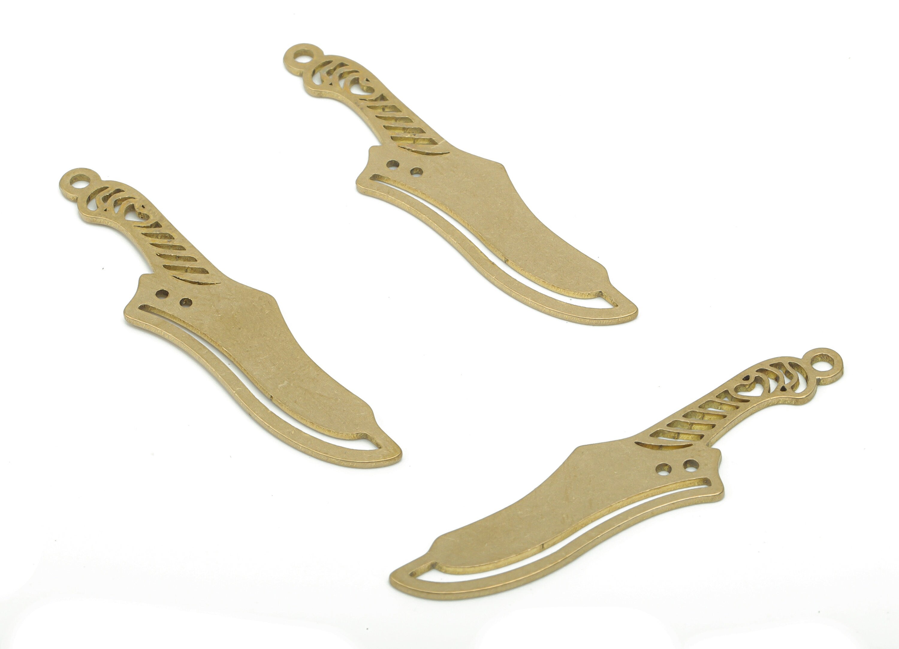 Brass Butcher Knife Heart Earring Charms - Raw Brass Dagger Pendant - DIY Jewelry Making Supplies - 39.57x9.23x0.71mm - PPA2922 - DOMEDBAZAAR
