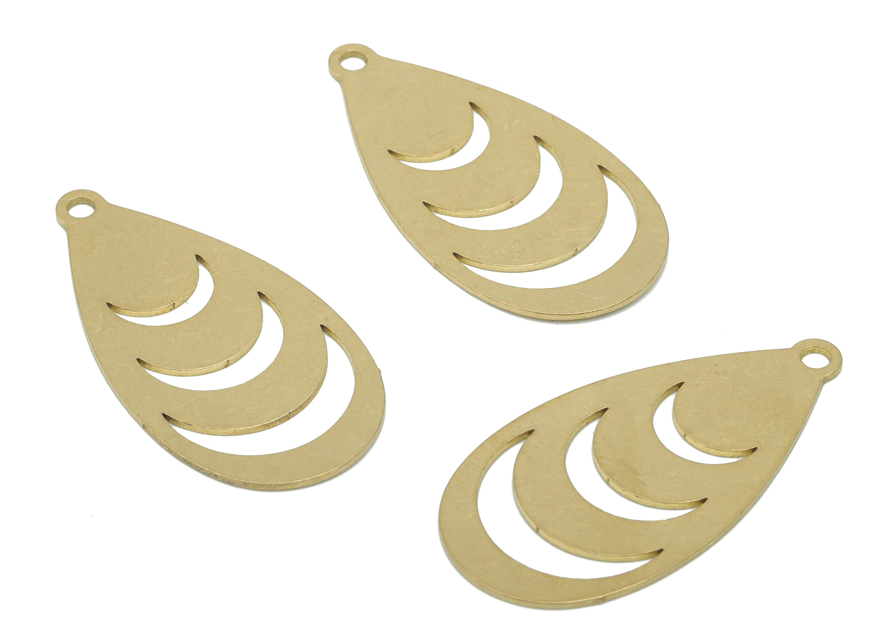 Brass Drop Crescent Earring Charms - Raw Brass Moon Teardrop Pendant - DIY Jewelry Making Supplies - 34.74x17.65x0.66mm - PPA2858 - DOMEDBAZAAR