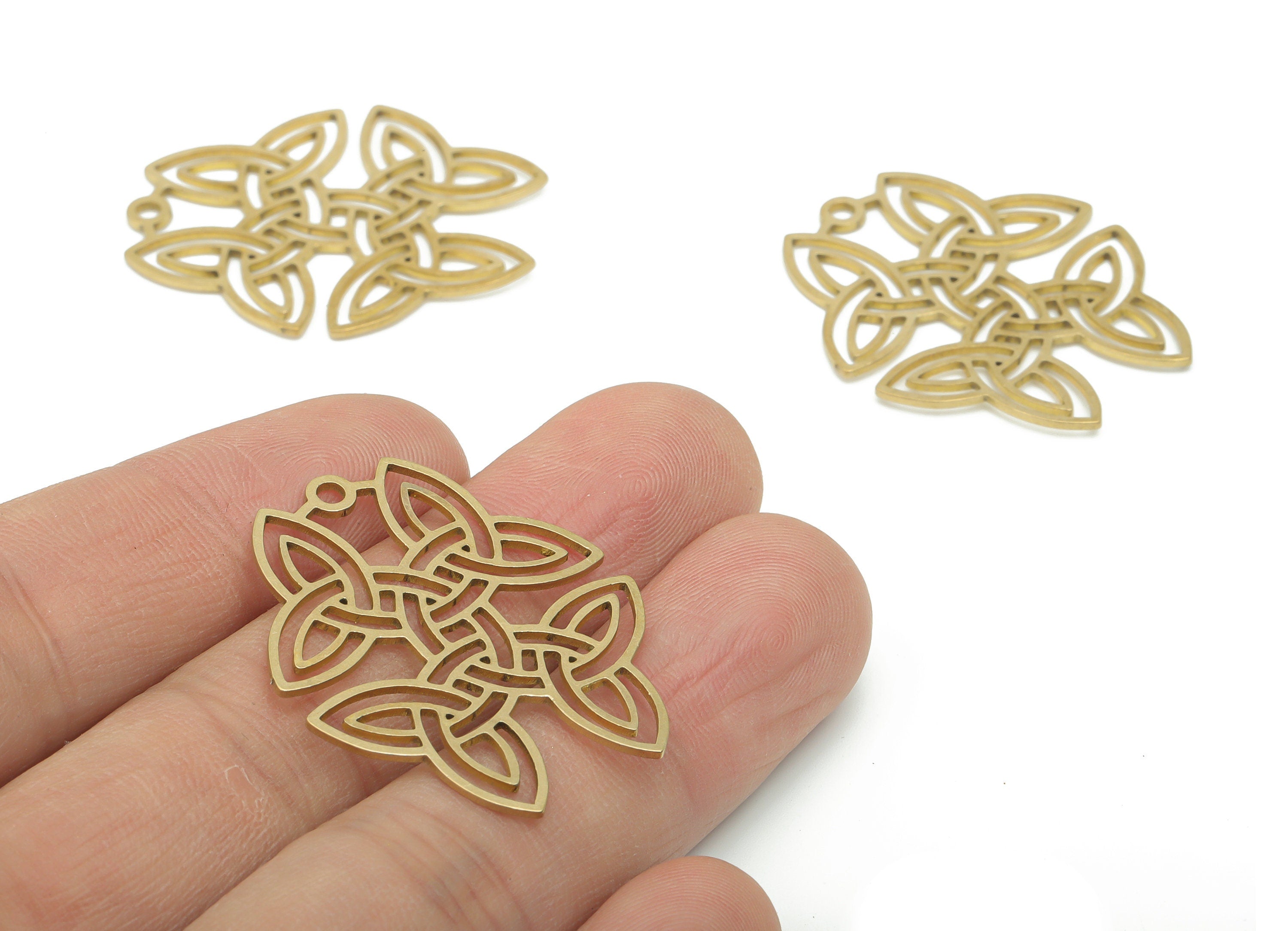 Brass Marquises Earring Charms - Raw Brass Abstract Pendant - DIY Jewelry Making Supplies - 35.29x29.43x0.86mm - PPA2787 - DOMEDBAZAAR