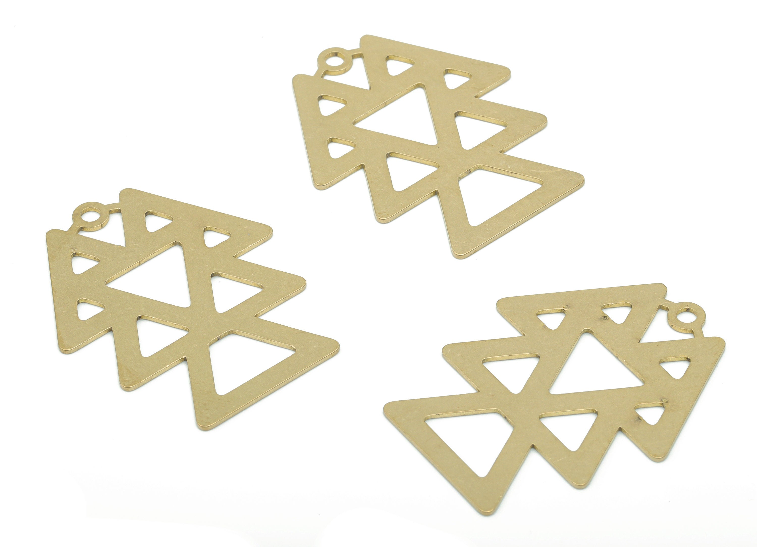 Brass Fish Triangles Earring Charms - Raw Brass Triangles Fish Pendant - DIY Jewelry Making Supplies - 34.83x27.53x0.66mm - PPA2715 - DOMEDBAZAAR