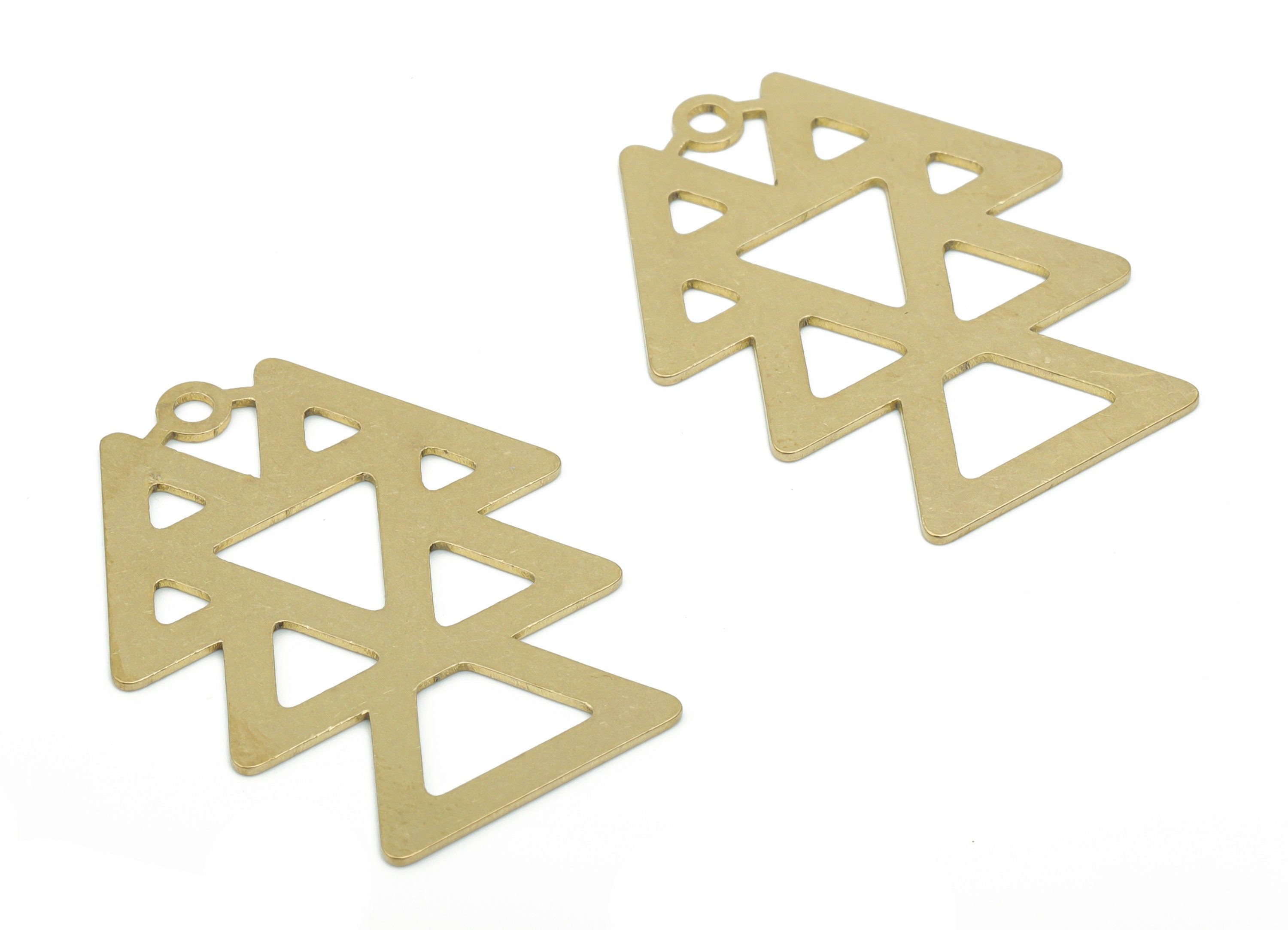Brass Fish Triangles Earring Charms - Raw Brass Triangles Fish Pendant - DIY Jewelry Making Supplies - 34.83x27.53x0.66mm - PPA2715 - DOMEDBAZAAR