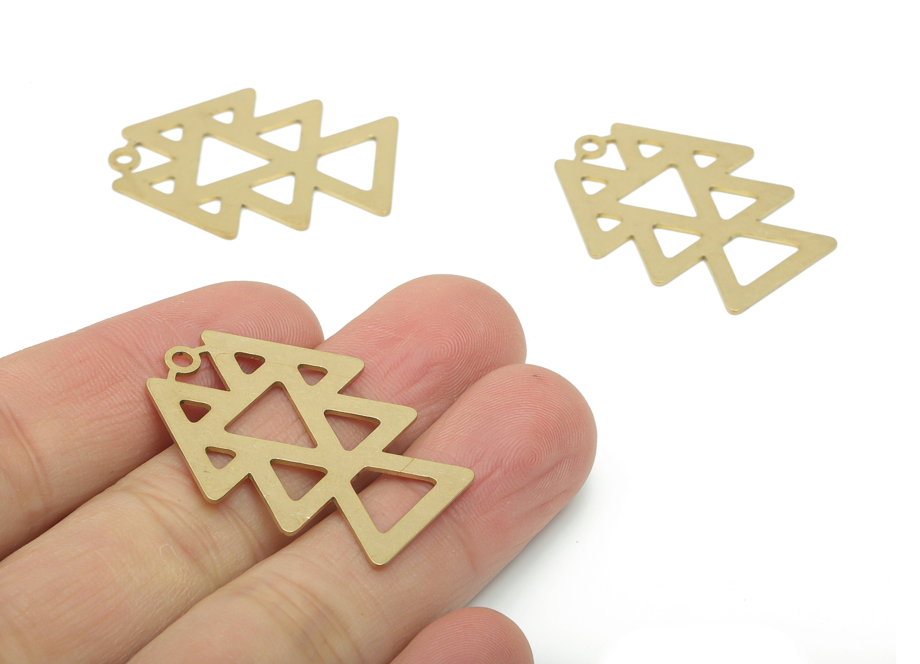 Brass Fish Triangles Earring Charms - Raw Brass Triangles Fish Pendant - DIY Jewelry Making Supplies - 34.83x27.53x0.66mm - PPA2715 - DOMEDBAZAAR