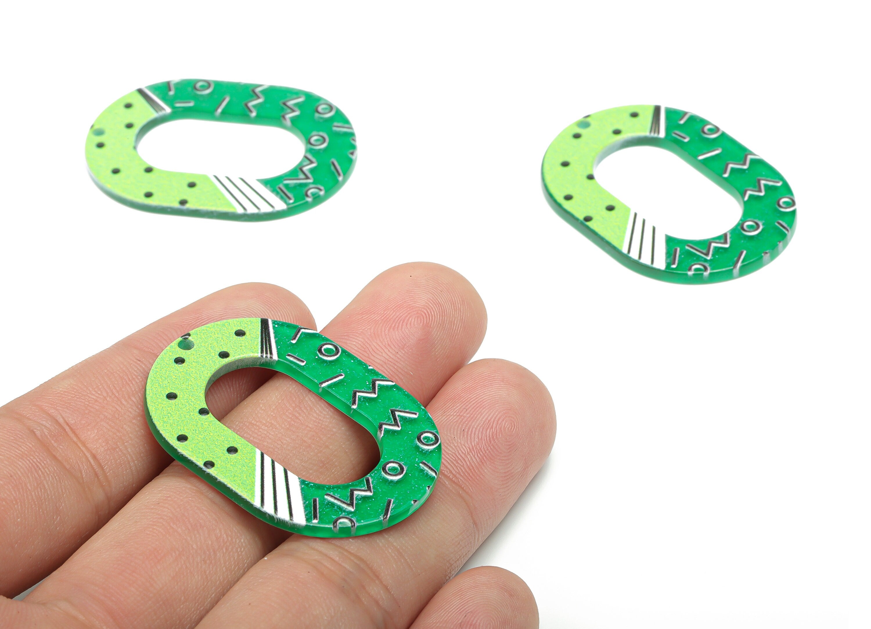 Acrylic Bubble Oval Hoop Earring Charms - Acrylic Bubble Oval Pendant - Printing Textured - Jewelry Supplies - 39.16x27.87x2.31mm - AC2454G - DOMEDBAZAAR