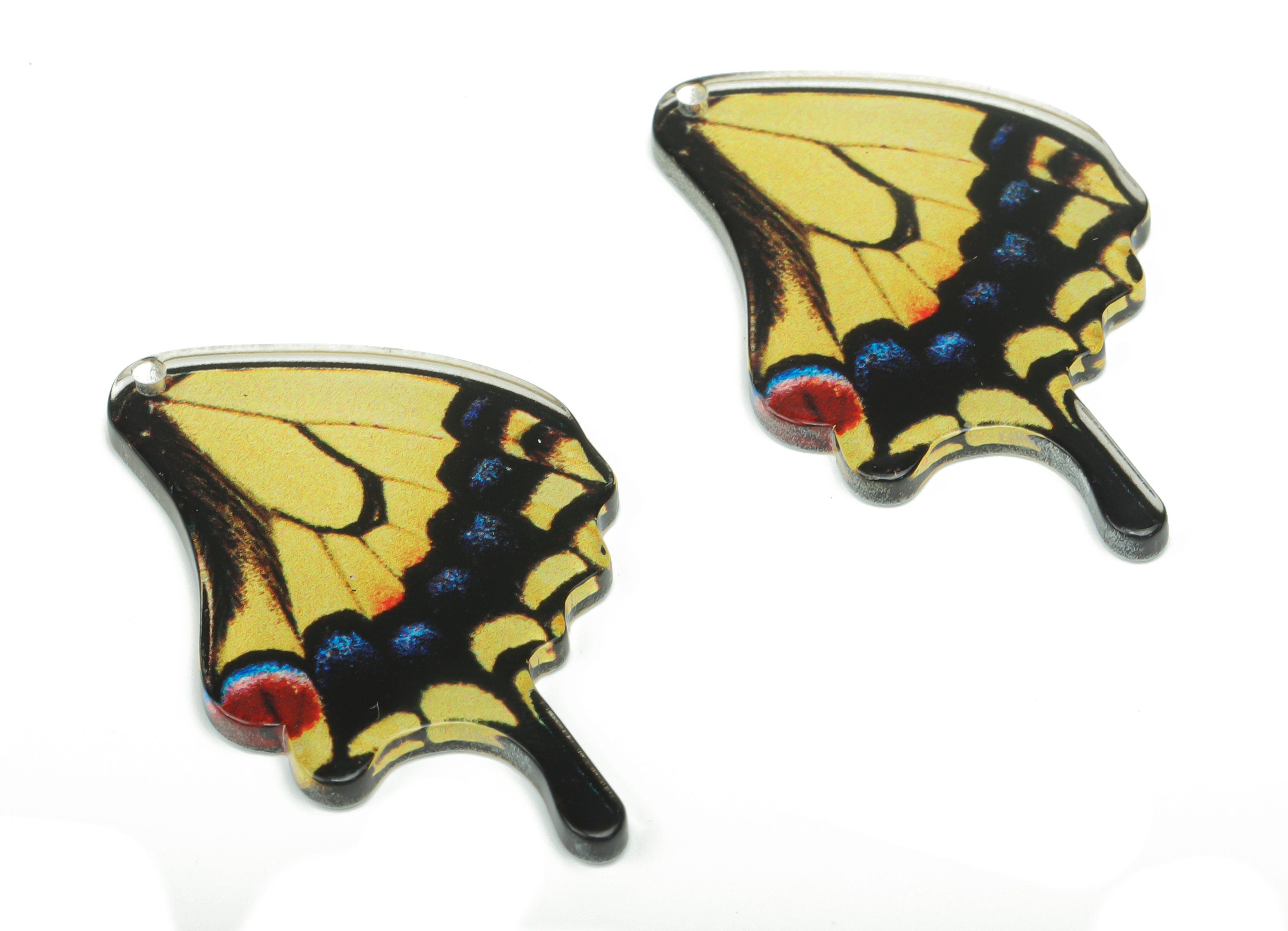 Acrylic Butterfly Wing Earring Charms - Acrylic Umbrella Pendant - Printing Textured - Jewelry Making Supplies - 45.85x30.05x2.3mm - AC2473B - DOMEDBAZAAR