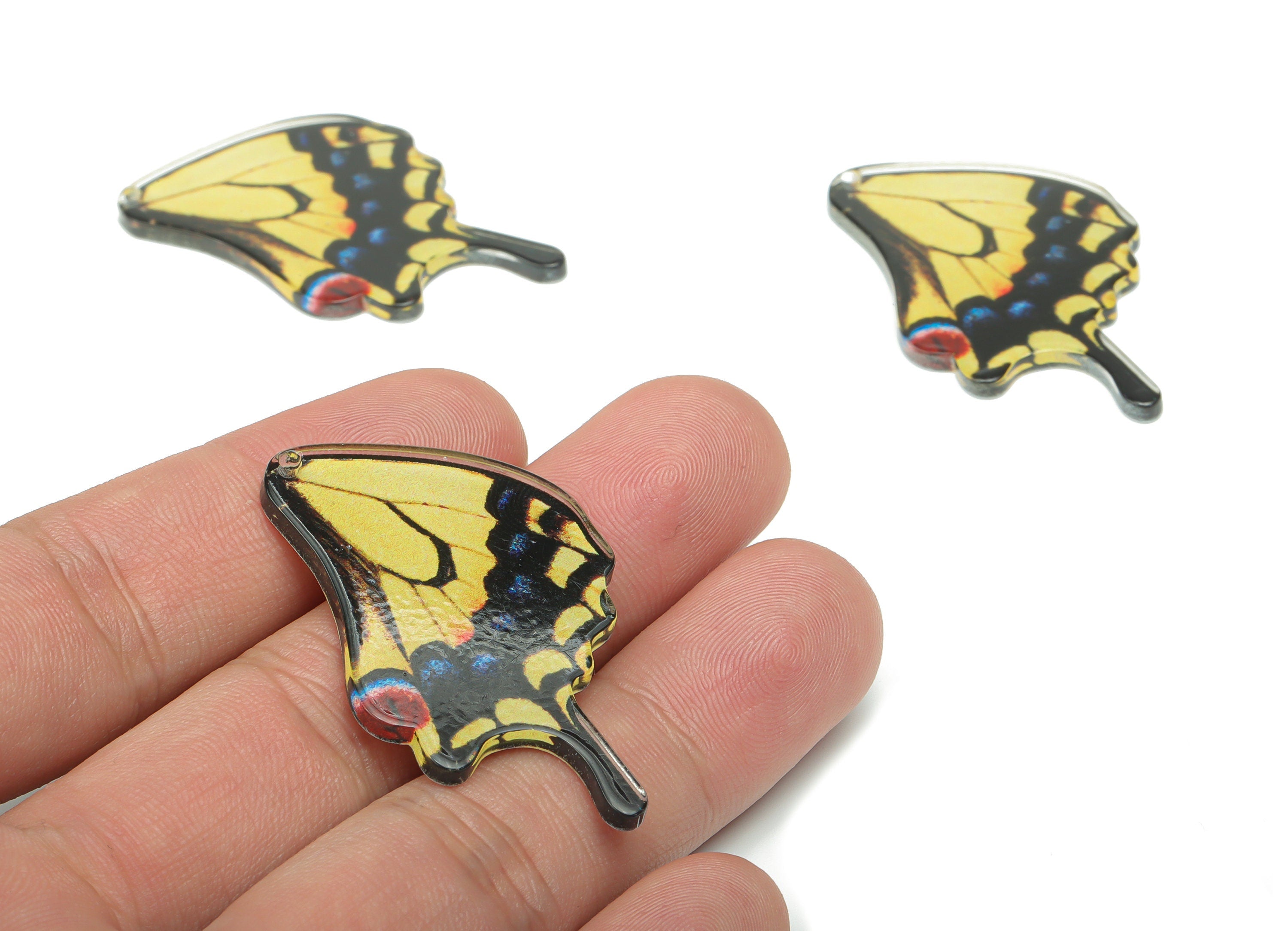 Acrylic Butterfly Wing Earring Charms - Acrylic Umbrella Pendant - Printing Textured - Jewelry Making Supplies - 45.85x30.05x2.3mm - AC2473B - DOMEDBAZAAR