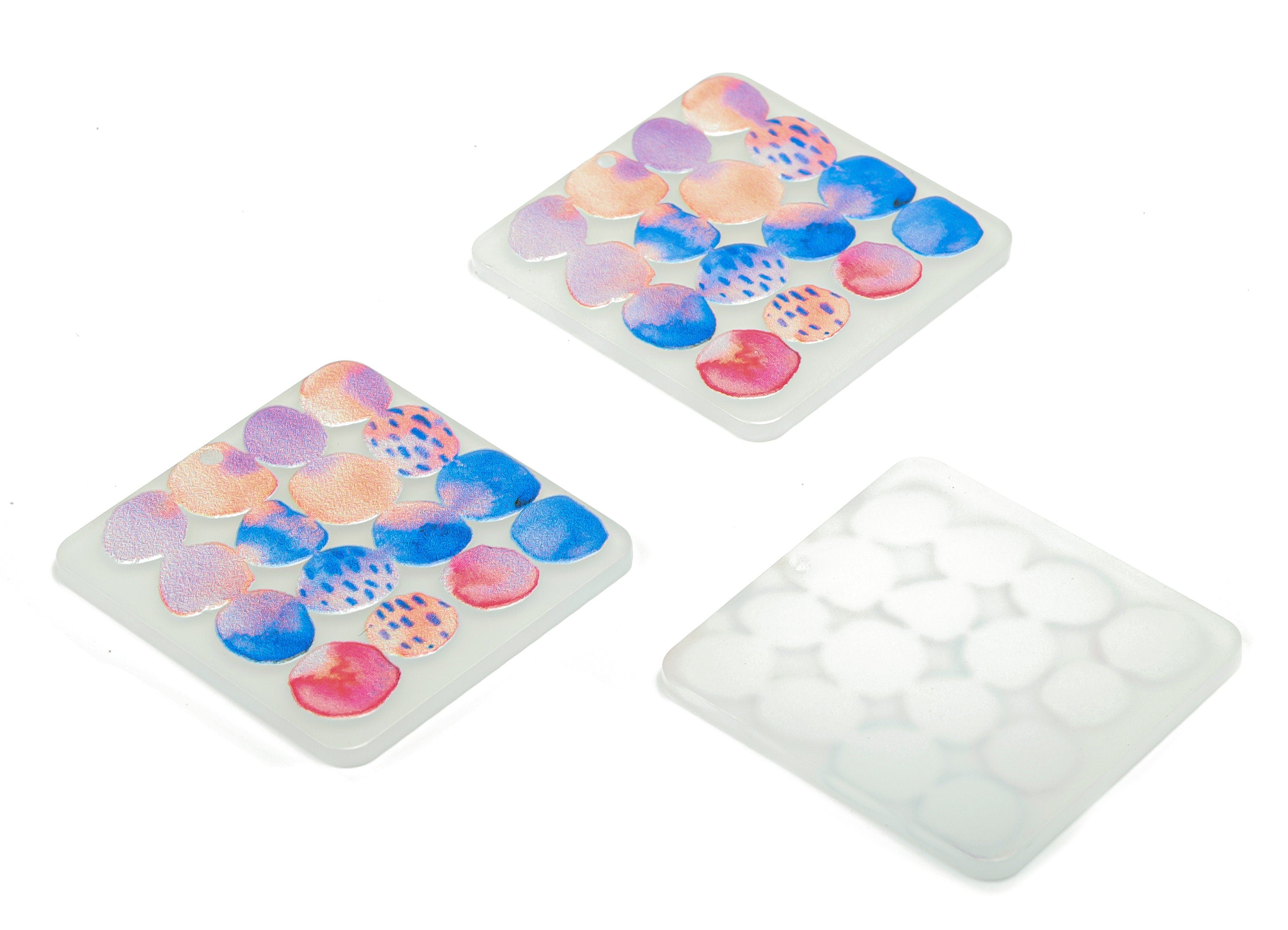 Acrylic Bubble Square Earring Charms - Acrylic Square Pendant - Printing Textured - Jewelry Making Supplies - 34.83x34.76x2.24mm - AC2475A - DOMEDBAZAAR