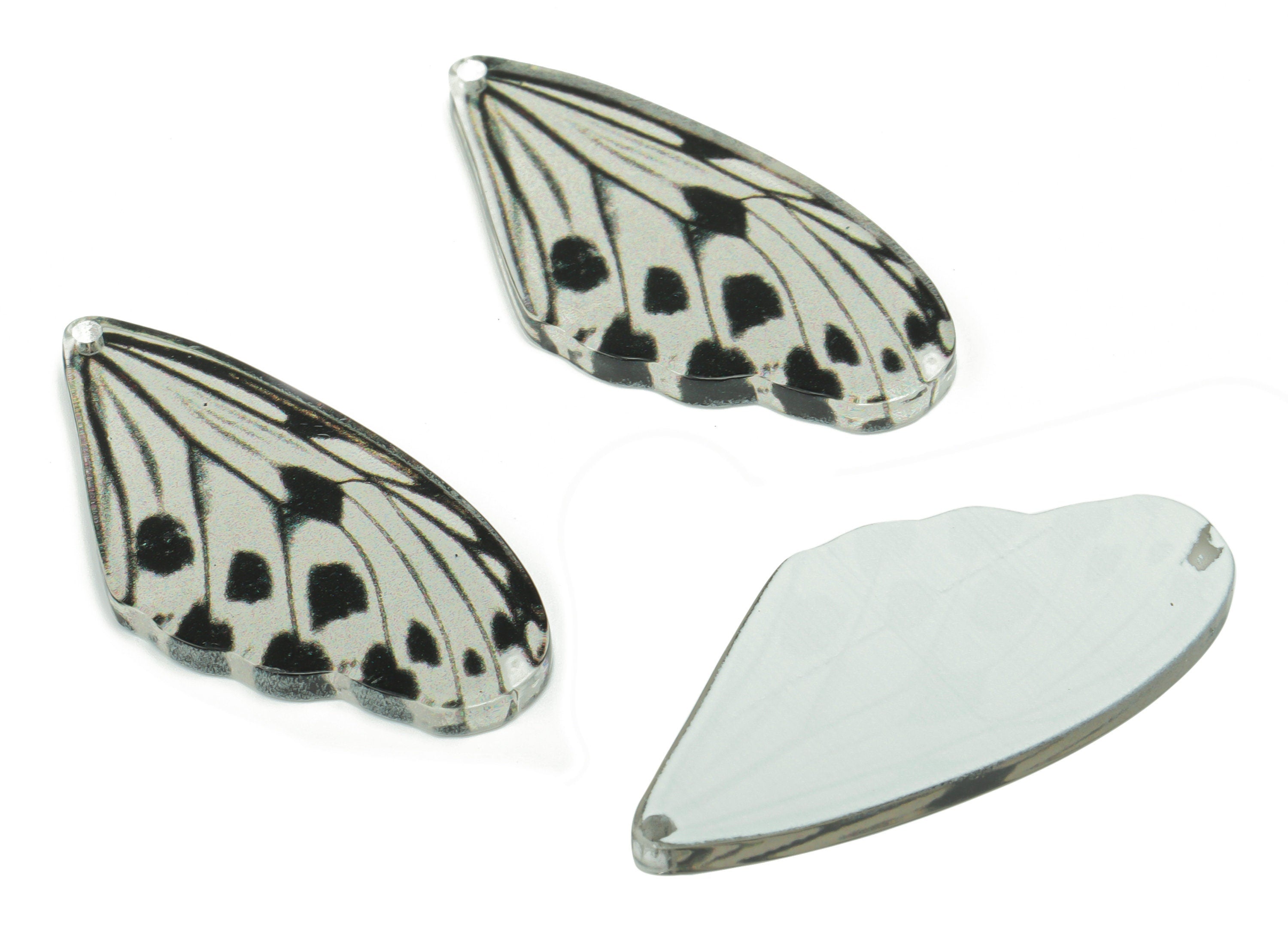 Acrylic Butterfly Wings Earring Charms - Acrylic Wing Pendant - Printing Textured - Jewelry Making Supplies - 39.55x19.48x2.21mm - AC2474B - DOMEDBAZAAR
