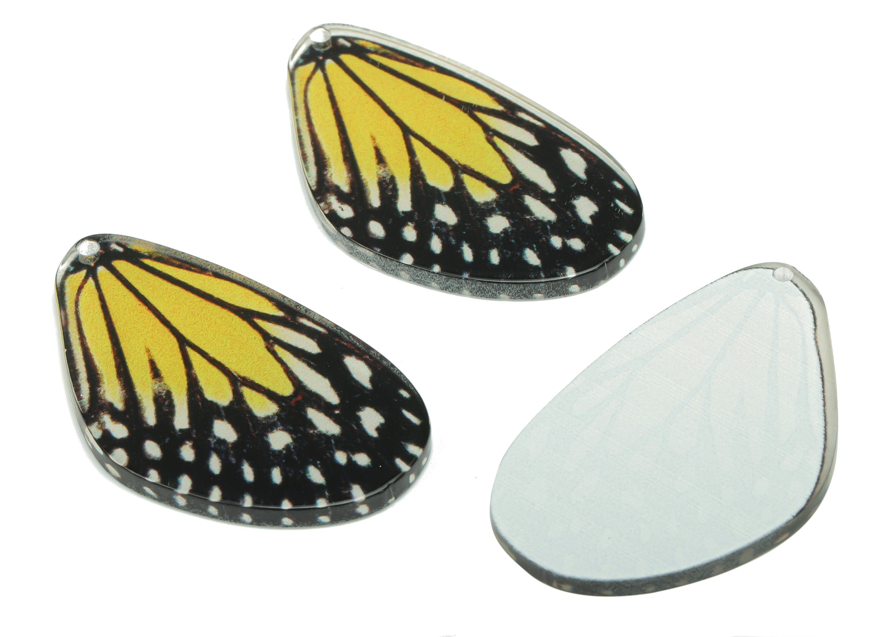 Acrylic Butterfly Wings Earring Charms - Acrylic Bubble Wing Pendant - Printing Textured - Jewelry Supplies - 39.55x19.48x2.21mm - AC2474C - DOMEDBAZAAR