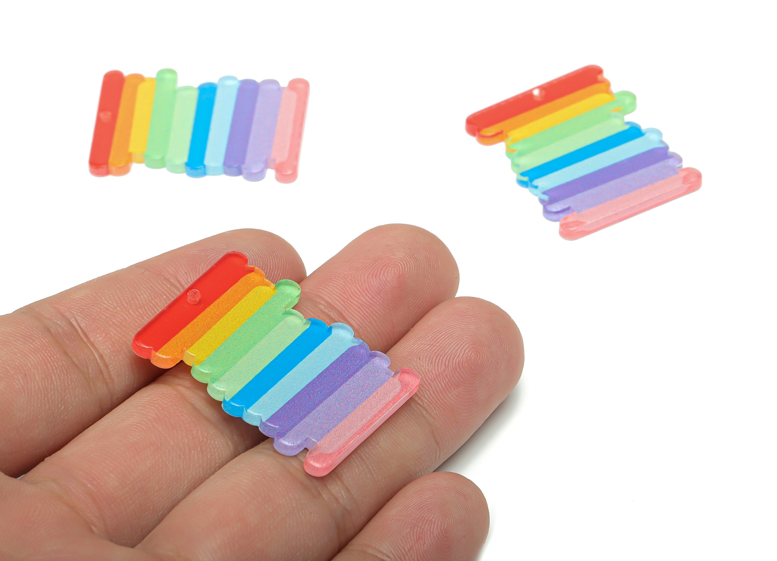 Acrylic Rainbow Scribble Earring Charms - Acrylic Scribble Pendant - Printing Textured - Jewelry Making Supplies - 34.96x27.1x2.2mm- AC2481B - DOMEDBAZAAR