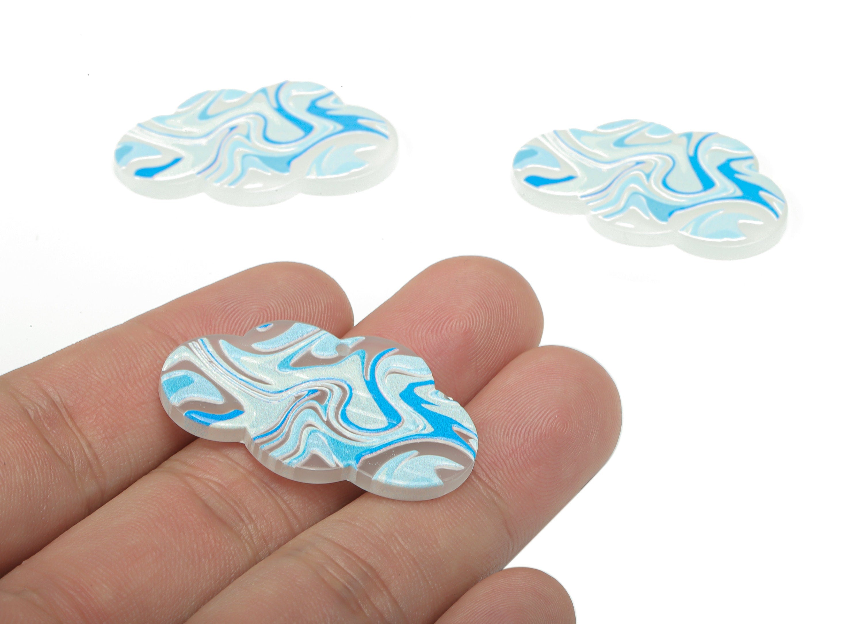 Acrylic Painting Cloud Earring Charms - Acrylic Cloud Pendant - Printing Textured - Jewelry Making Supplies - 37.53x22.61x2.51mm - AC2482B - DOMEDBAZAAR