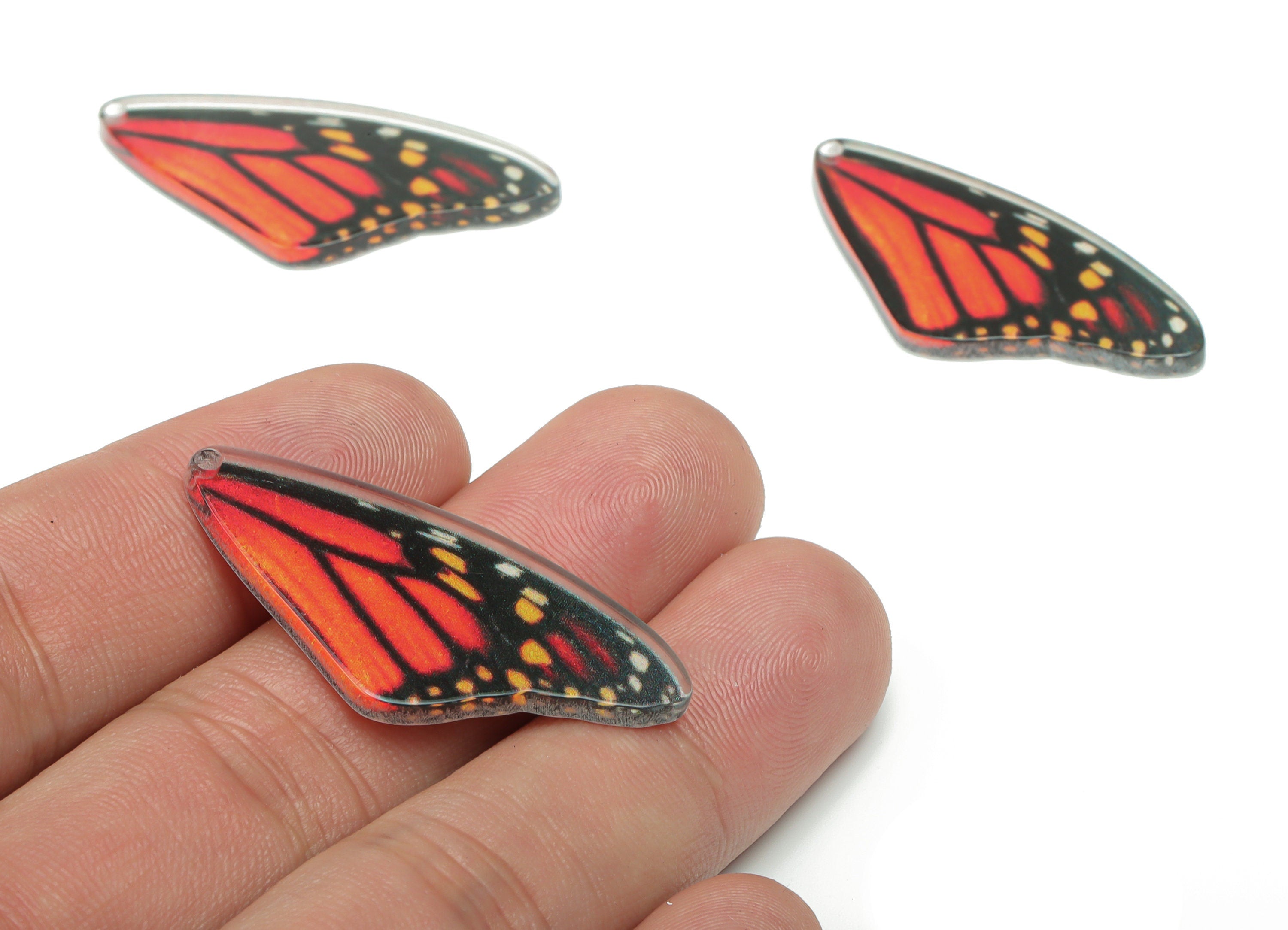 Acrylic Butterfly Wings Earring Charms - Acrylic Bubble Wing Pendant - Printing Textured - Jewelry Supplies - 39.55x19.48x2.21mm - AC2474A - DOMEDBAZAAR