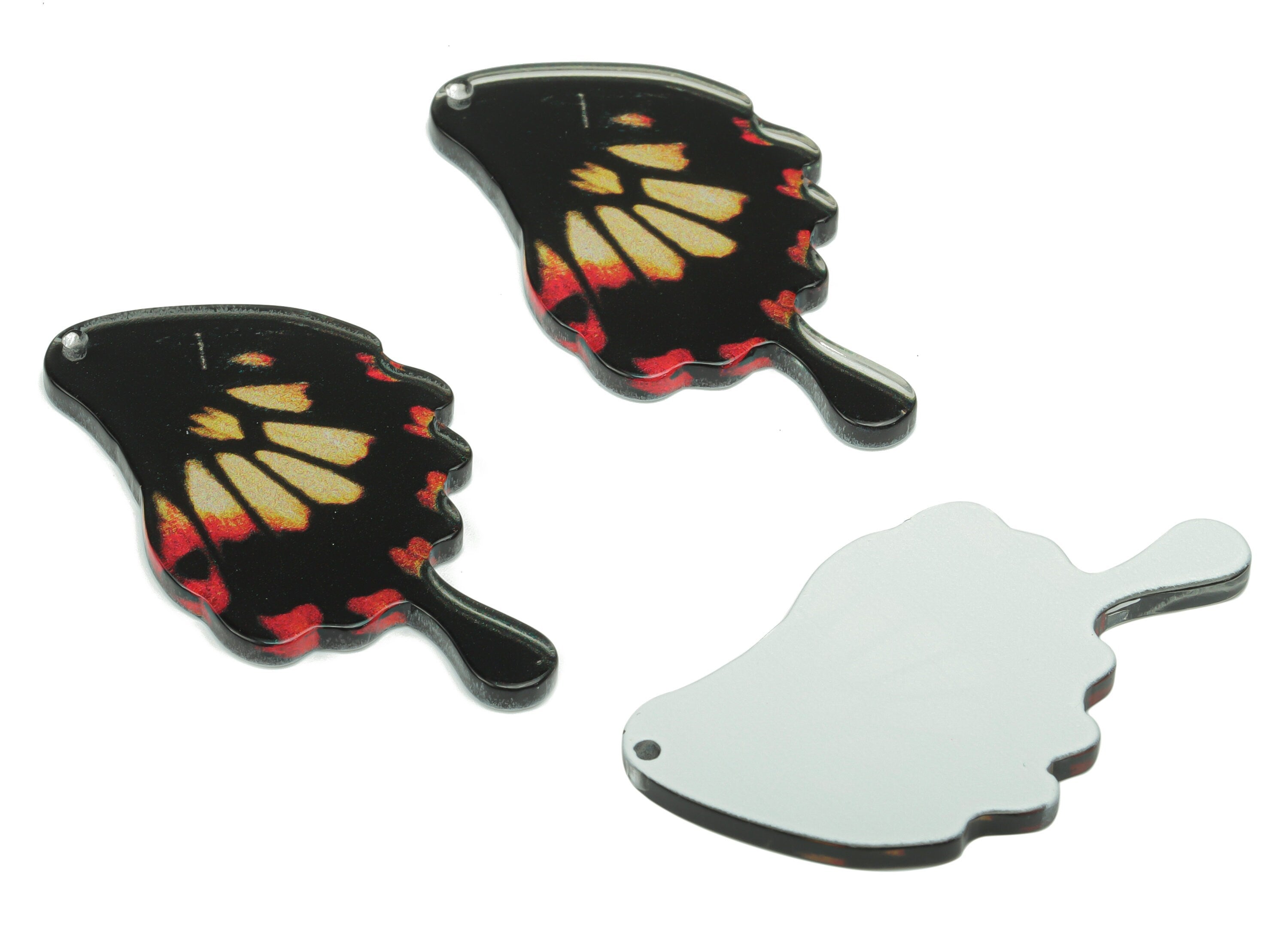 Acrylic Butterfly Wing Earring Charms - Acrylic Umbrella Pendant - Printing Textured - Jewelry Making Supplies - 45.42x26.12x2.3mm - AC2473A - DOMEDBAZAAR