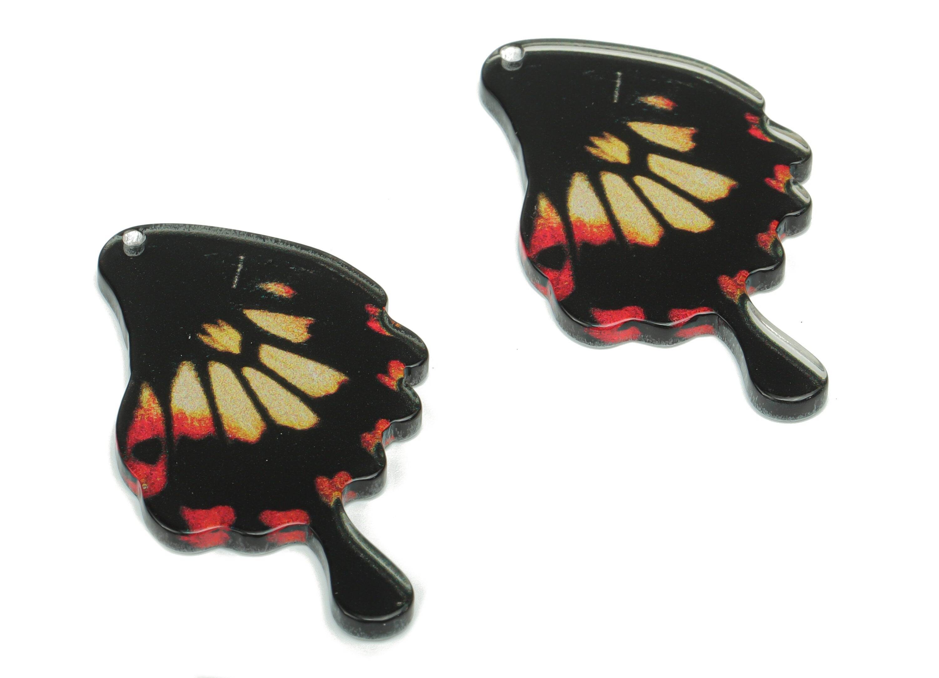 Acrylic Butterfly Wing Earring Charms - Acrylic Umbrella Pendant - Printing Textured - Jewelry Making Supplies - 45.42x26.12x2.3mm - AC2473A - DOMEDBAZAAR