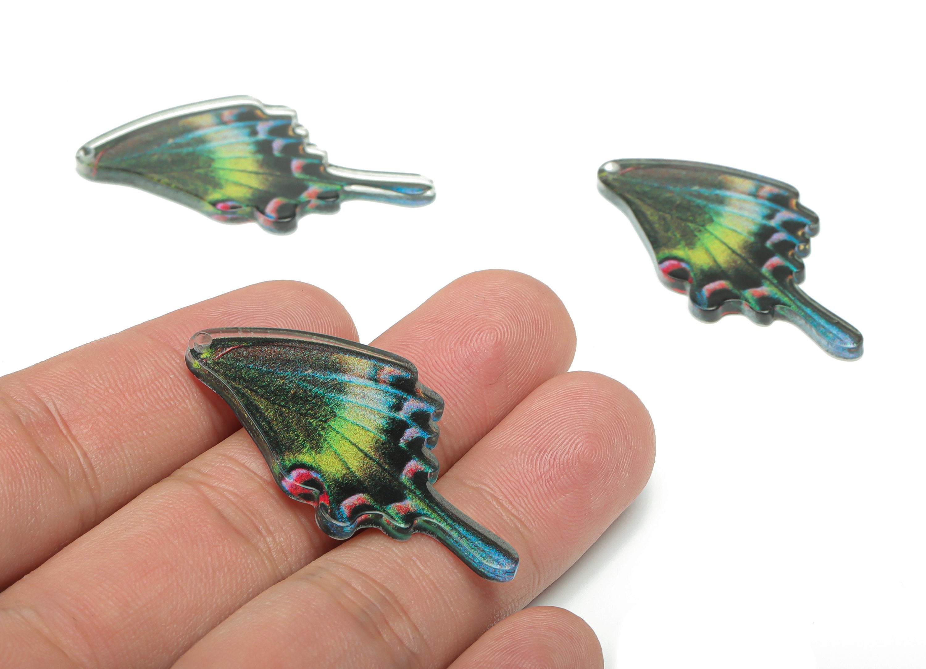 Acrylic Butterfly Wing Earring Charms - Acrylic Umbrella Pendant - Printing Textured - Jewelry Making Supplies - 45.61x25.75x2.3mm - AC2473C - DOMEDBAZAAR