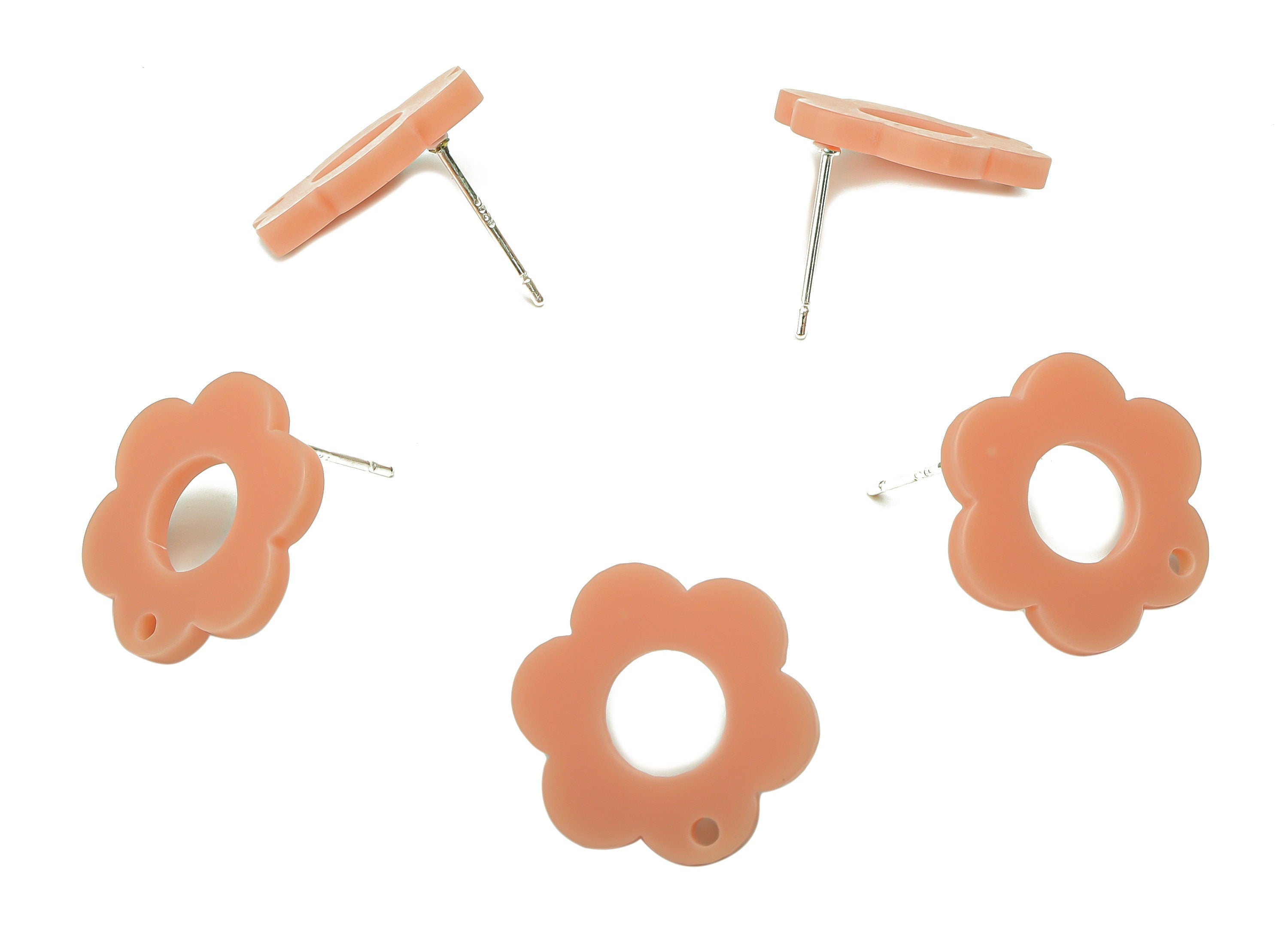 Acrylic Flower Earring Stud – Matte Acrylic Flower Post - Silver Plated Cupronickel Stud - Jewelry Supplies - 17.95x17.95x2.27mm - AC2428D - DOMEDBAZAAR