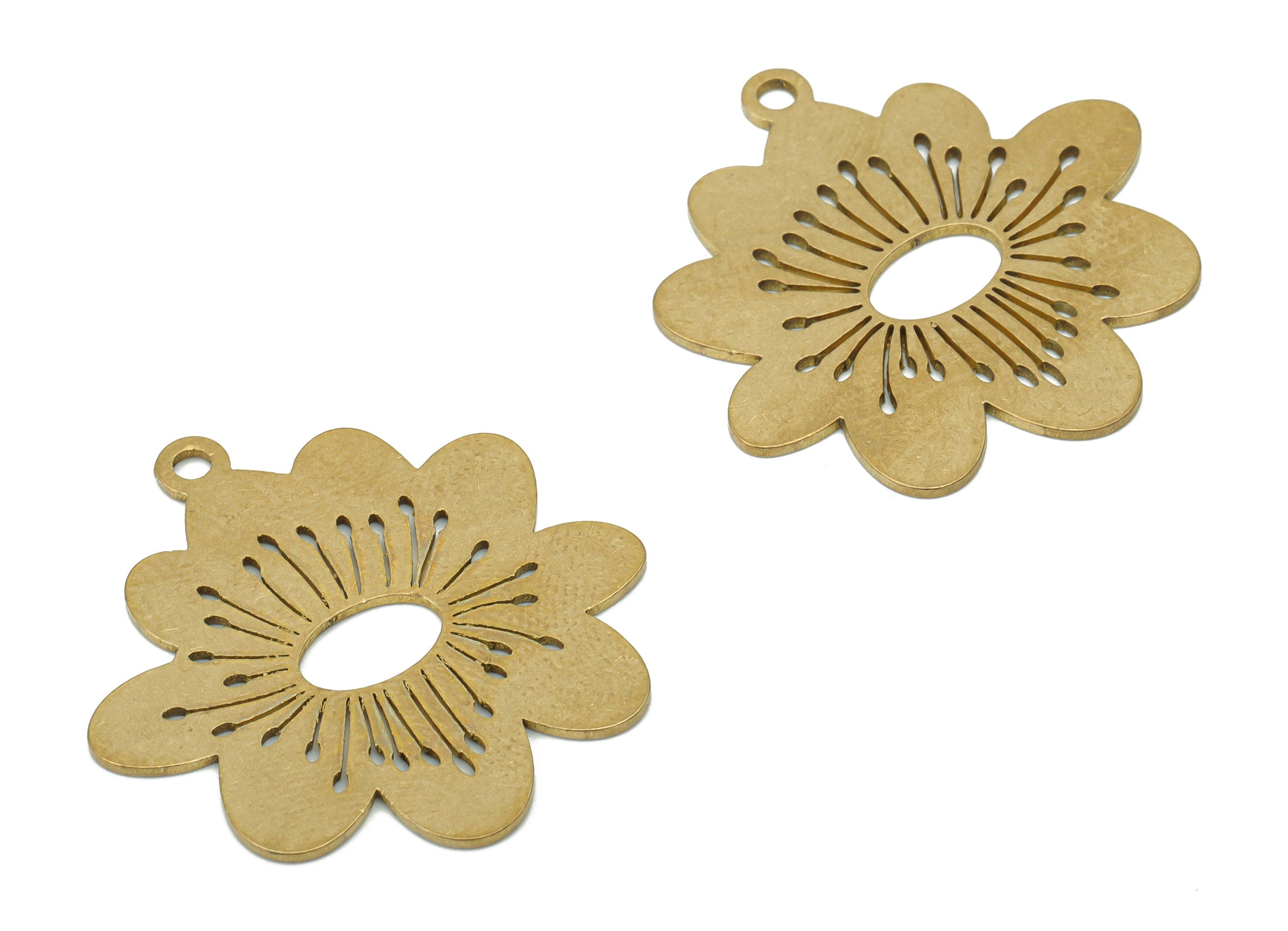 Brass Flower Branches Earring Charms - Raw Brass Seeds Flower Pendant - DIY Jewelry Making Supplies - 29.2x27.8x0.72mm - PPA3439 - DOMEDBAZAAR