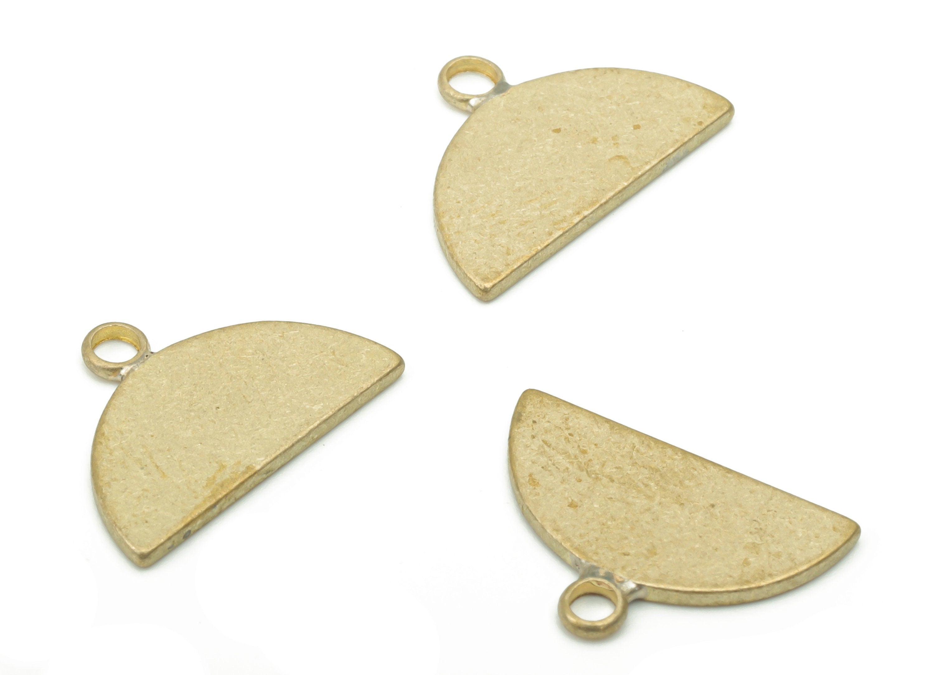 Personalized stamping blank - Brass Mini Semicircle Earring Charms - Raw Brass Half Moon Pendant - Jewelry Supplies - 14.9x10x0.9mm - PP5211 - DOMEDBAZAAR