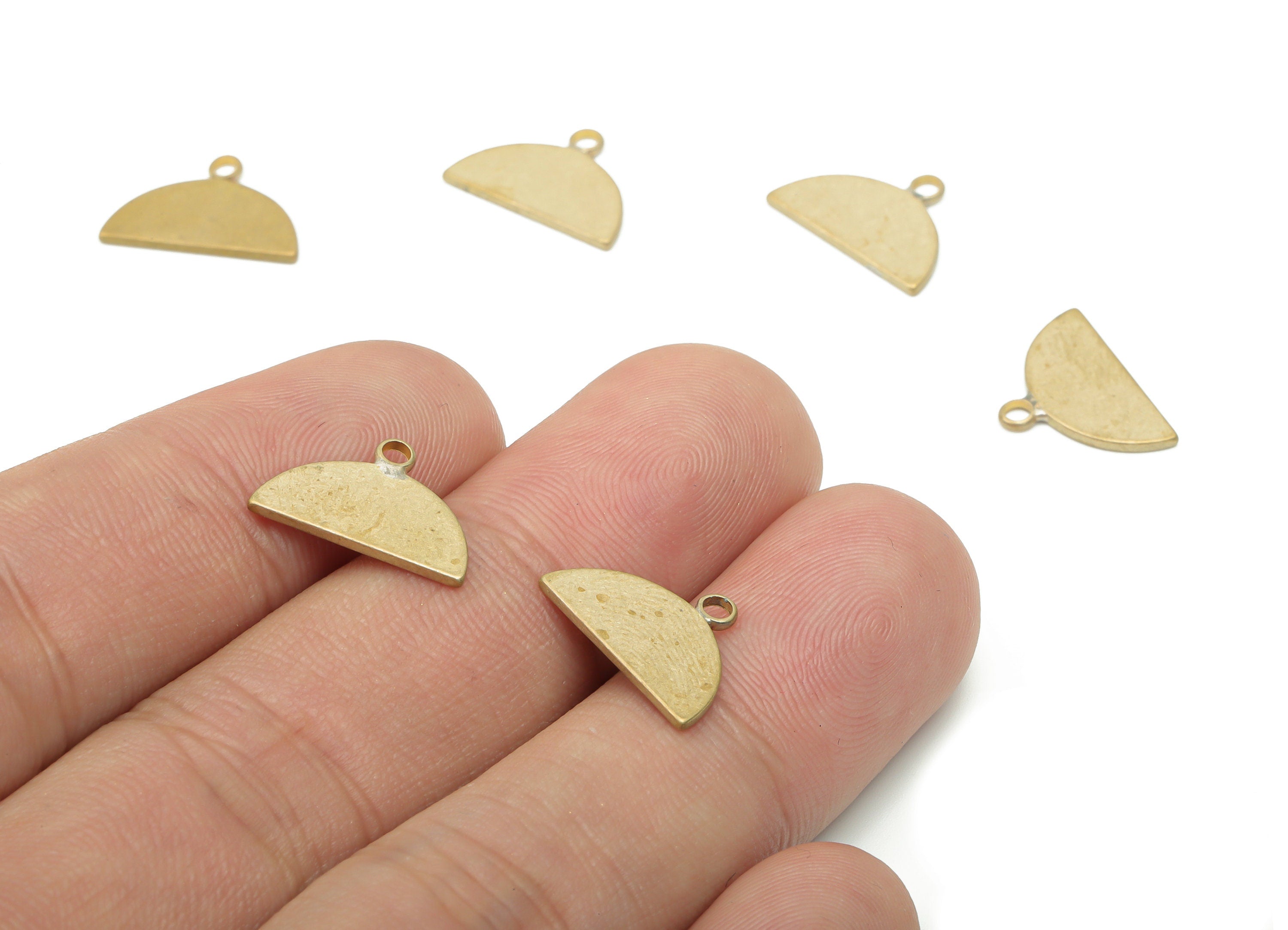 Personalized stamping blank - Brass Mini Semicircle Earring Charms - Raw Brass Half Moon Pendant - Jewelry Supplies - 14.9x10x0.9mm - PP5211 - DOMEDBAZAAR