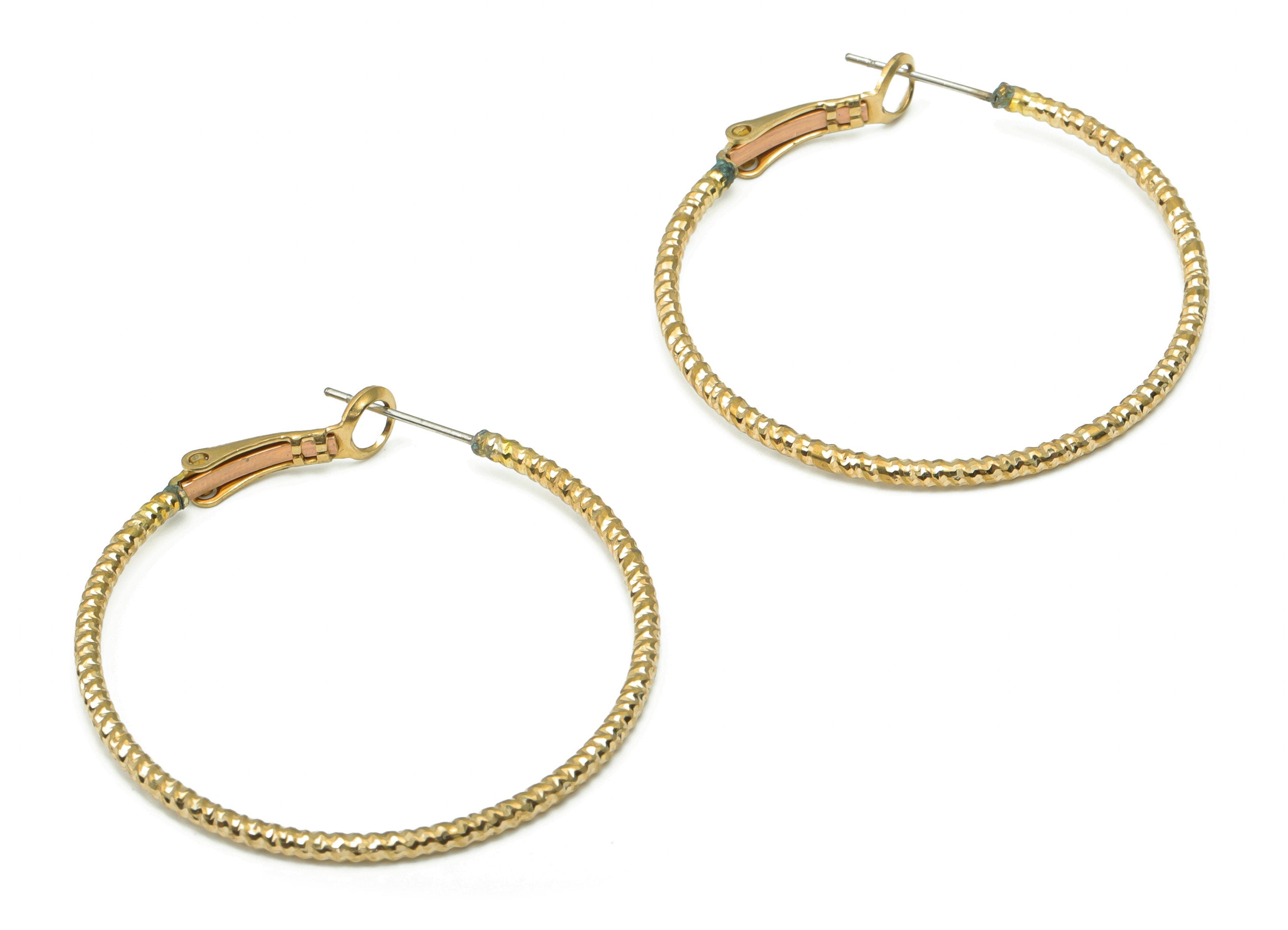 Brass Spiral Round Hoop Clasp - Raw Brass Circle Leverback Ear Hoop - 316 Surgical Stainless Steel Stud - 41.8x40.4x1.93mm - PP5208-40 - DOMEDBAZAAR