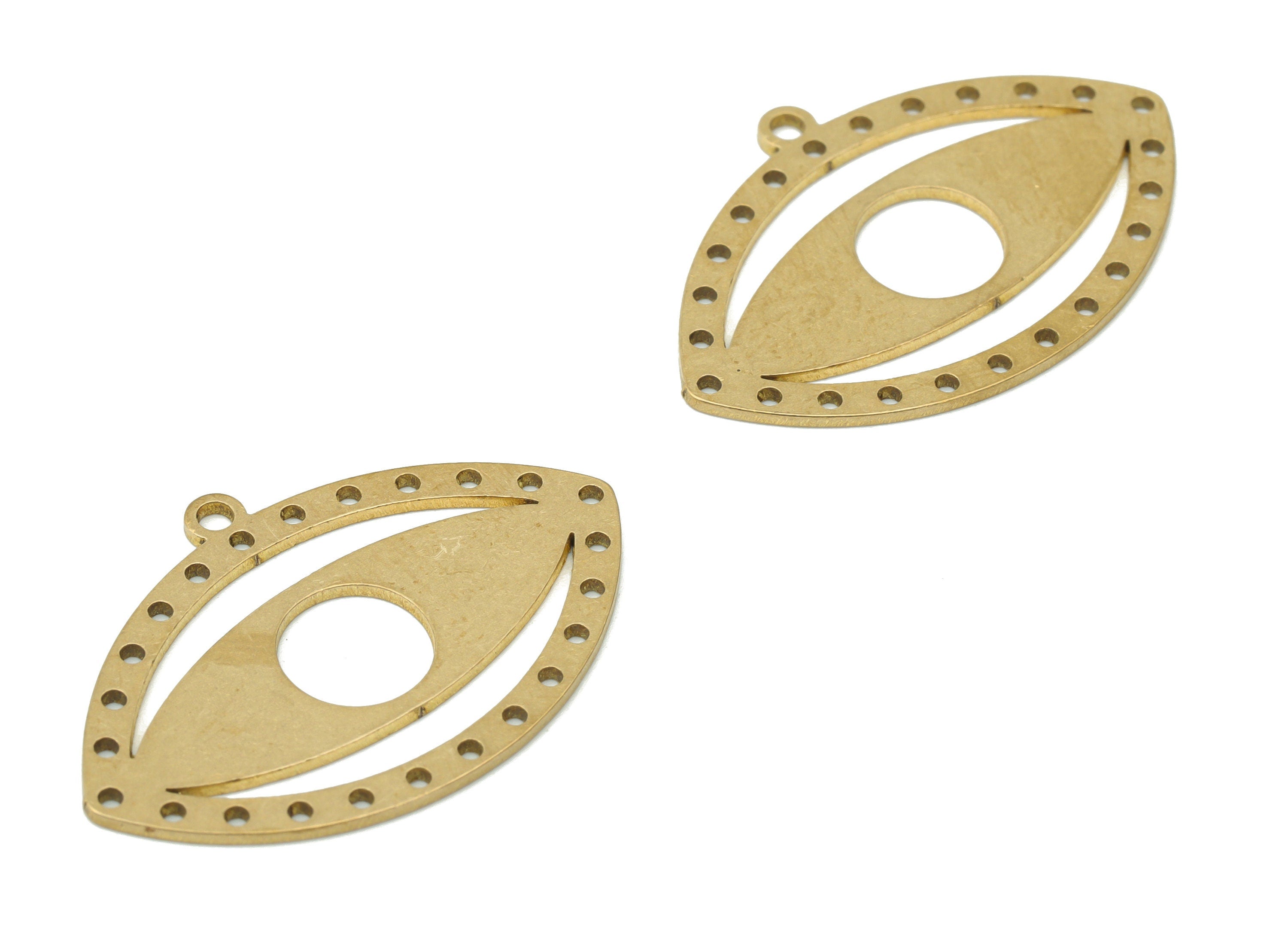 Brass Bubble Eye Earring For Tassel Connector - Raw Brass Bubble Eye Pendant - DIY Jewelry Making Supplies - 29.79x20.04x0.75mm - PPA3193 - DOMEDBAZAAR