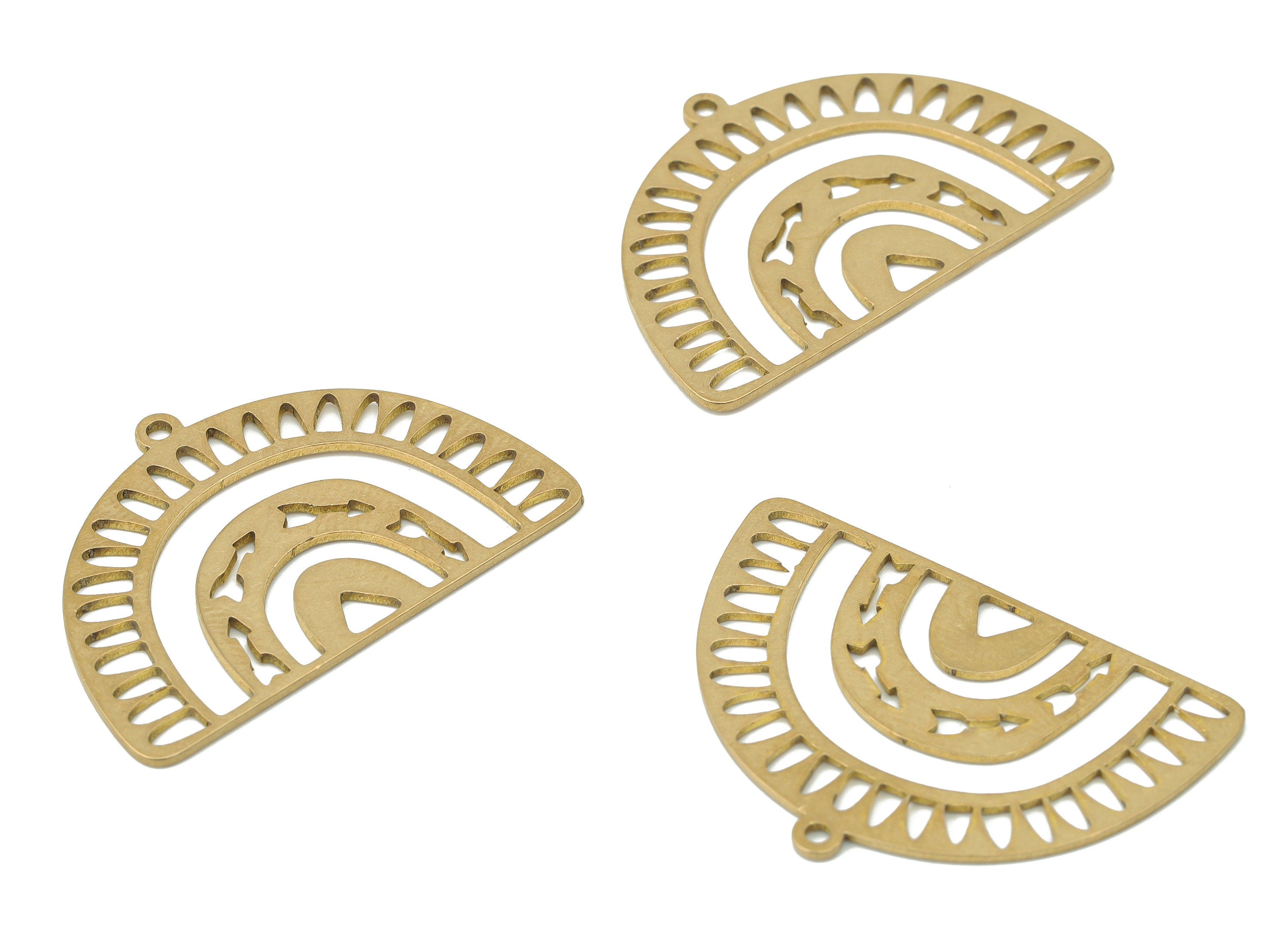 Brass Rainbow Arrow Earring Charms - Raw Brass Domed Triangle Pendant - DIY Jewelry Making Supplies - 34.78x24x0.73mm - PPA3241 - DOMEDBAZAAR