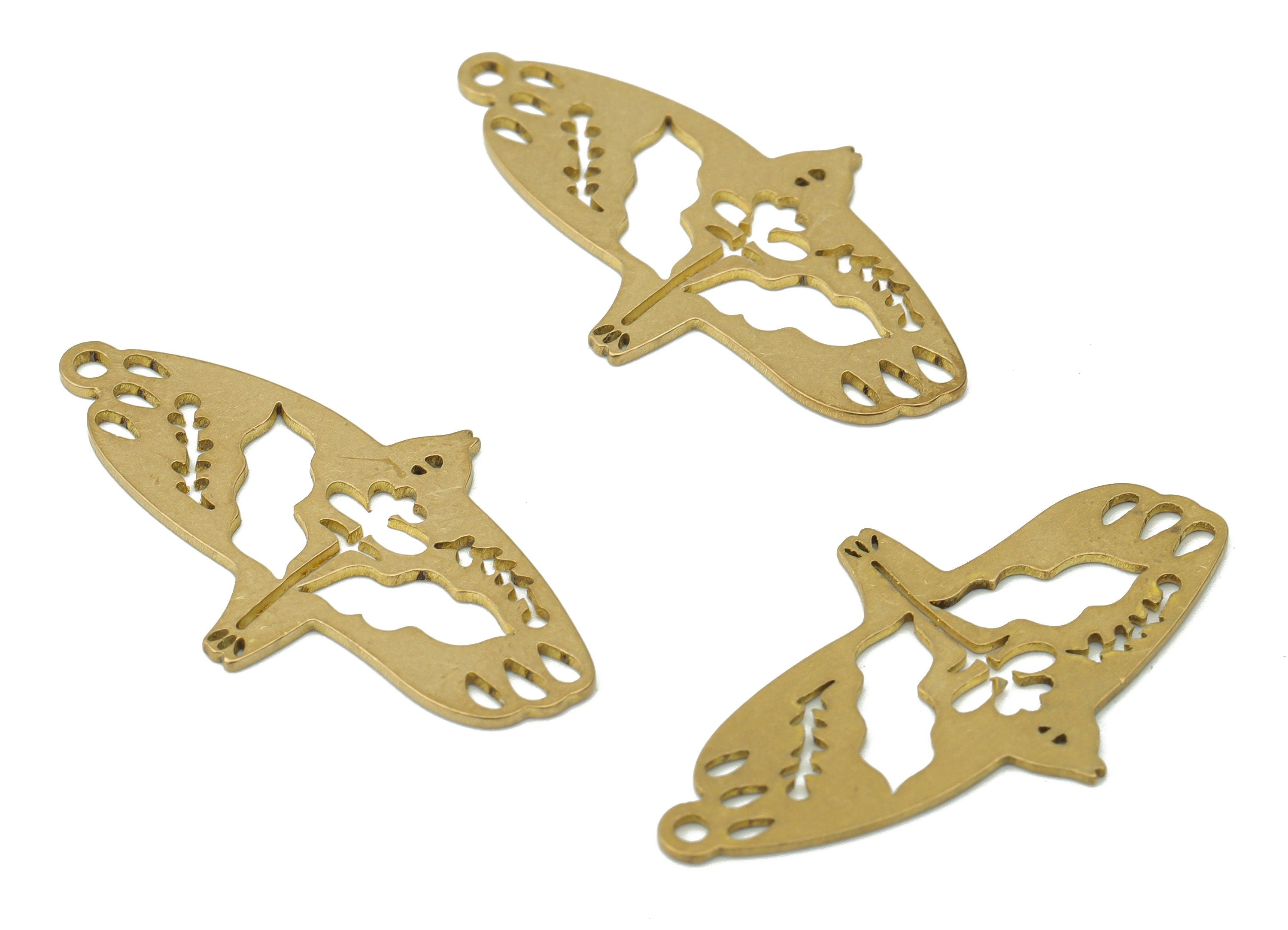 Brass Fling Bird Flower Branch Earring Charms - Raw Brass Bird Drop Pendant - DIY Jewelry Making Supplies - 31.82x17.83x0.63mm - PPA3481 - DOMEDBAZAAR