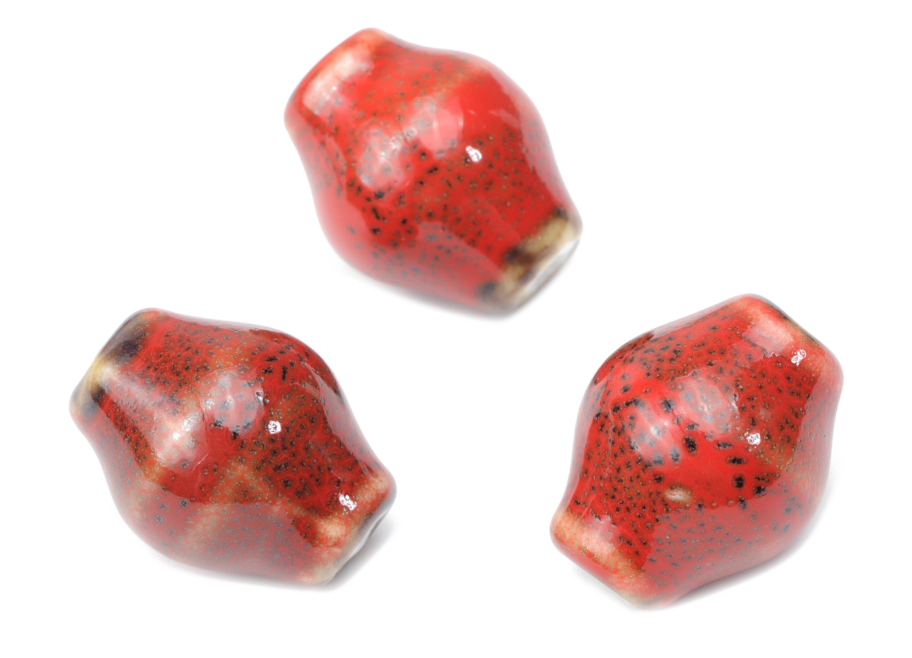 Glazed Ceramic Vase Beads - Carved Vase Beads - Handmade Beads - Bracelet Making Beads - Connectors Beads - 23x18.16x18.16mm - NS1804 - DOMEDBAZAAR