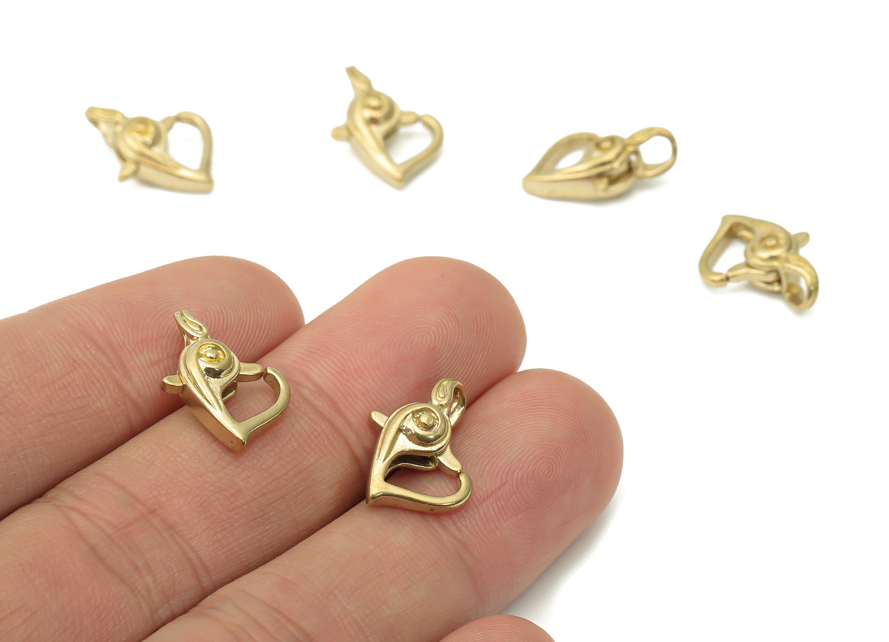 Raw Brass Heart Lobster Claw - Brass Trigger Clasps – Jewelry Clasps - Brass Heart Clasps - Jewelry Supplies - 17x12.13x5.56mm - PP5229 - DOMEDBAZAAR
