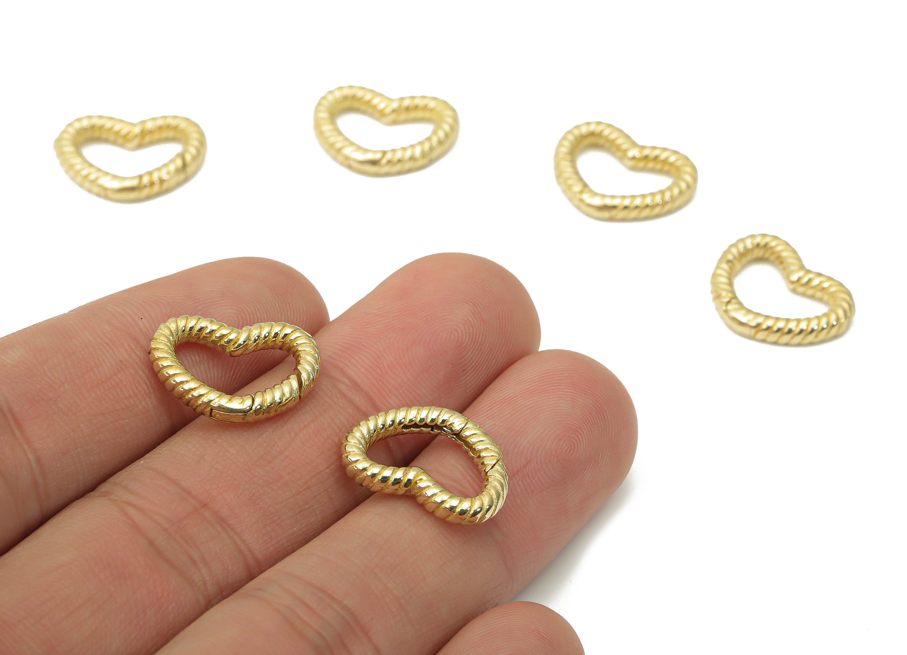 Raw Brass Texture Heart Lobster Claw - Brass Trigger Clasps - Brass Heart Clasp – Jewelry Making Supplies - 17.1x12.83x2.95mm - PP5262 - DOMEDBAZAAR