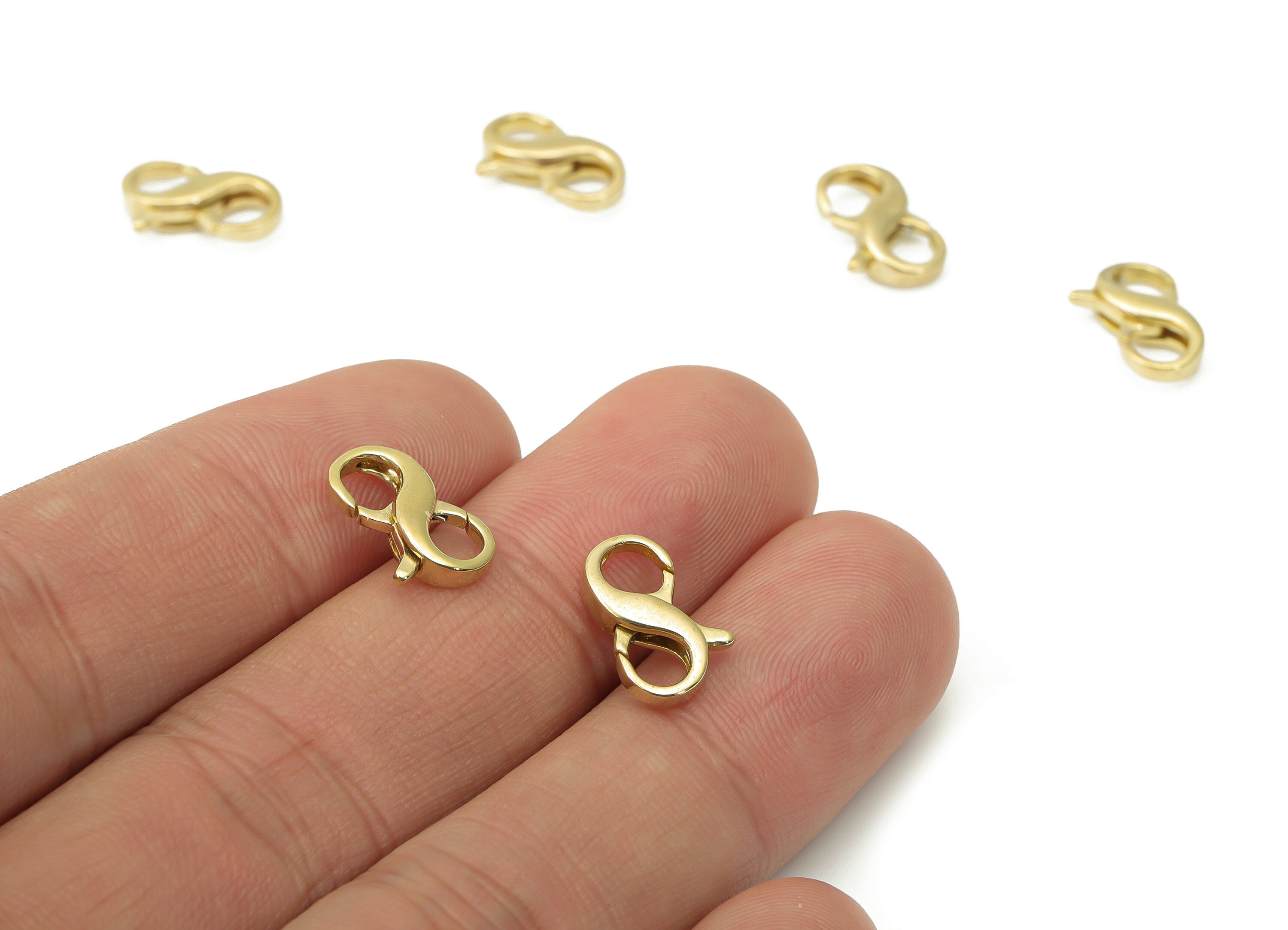 Brass Double Lobster Clasps – Raw Brass Lobster Claw Clasp – Infinity Lobster Clasp – Trigger Clasp – Jewelry Making - 12.9x8.5x3.2mm-PP5235 - DOMEDBAZAAR