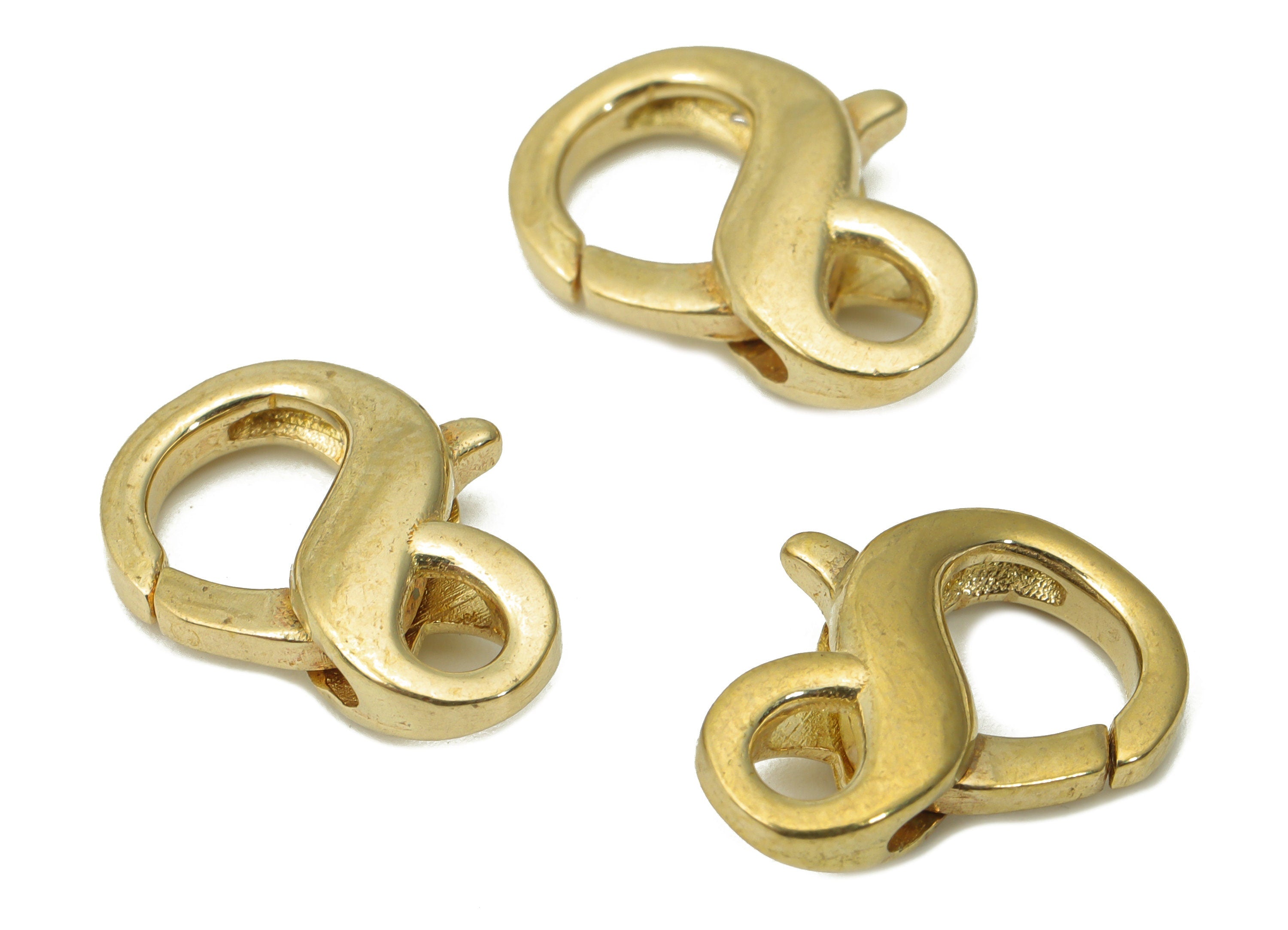 Brass Double Lobster Clasps – Raw Brass Lobster Claw Clasp – Infinity Lobster Clasp – Trigger Clasp – Jewelry Making - 14.65x10x4mm - PP5227 - DOMEDBAZAAR