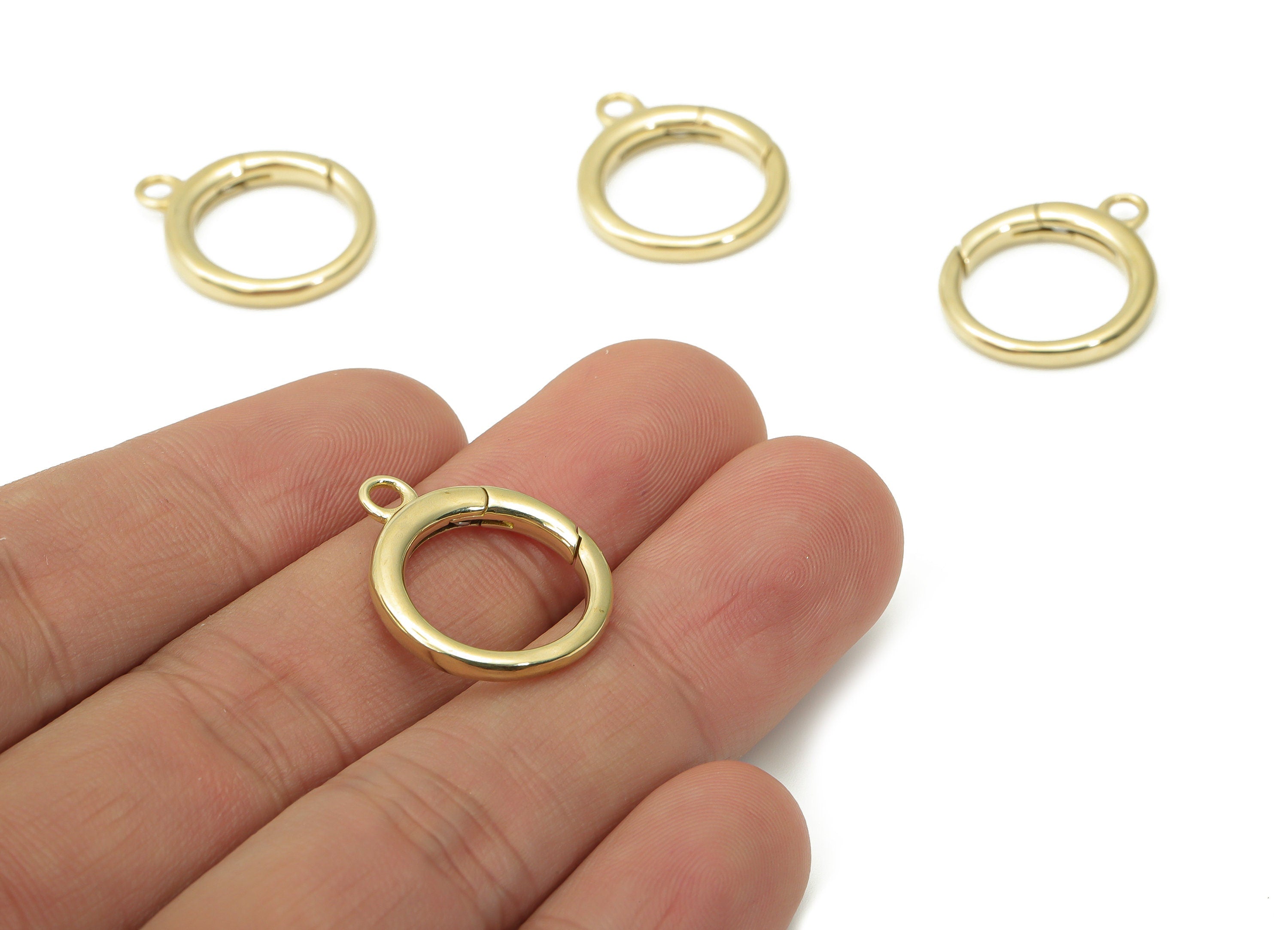 Raw Brass Round Hoop Lobster Claw - Brass Circle Trigger Clasps - Raw Brass Clasp – Jewelry Making Supplies - 21.95x17.63x3mm - PP5248 - DOMEDBAZAAR