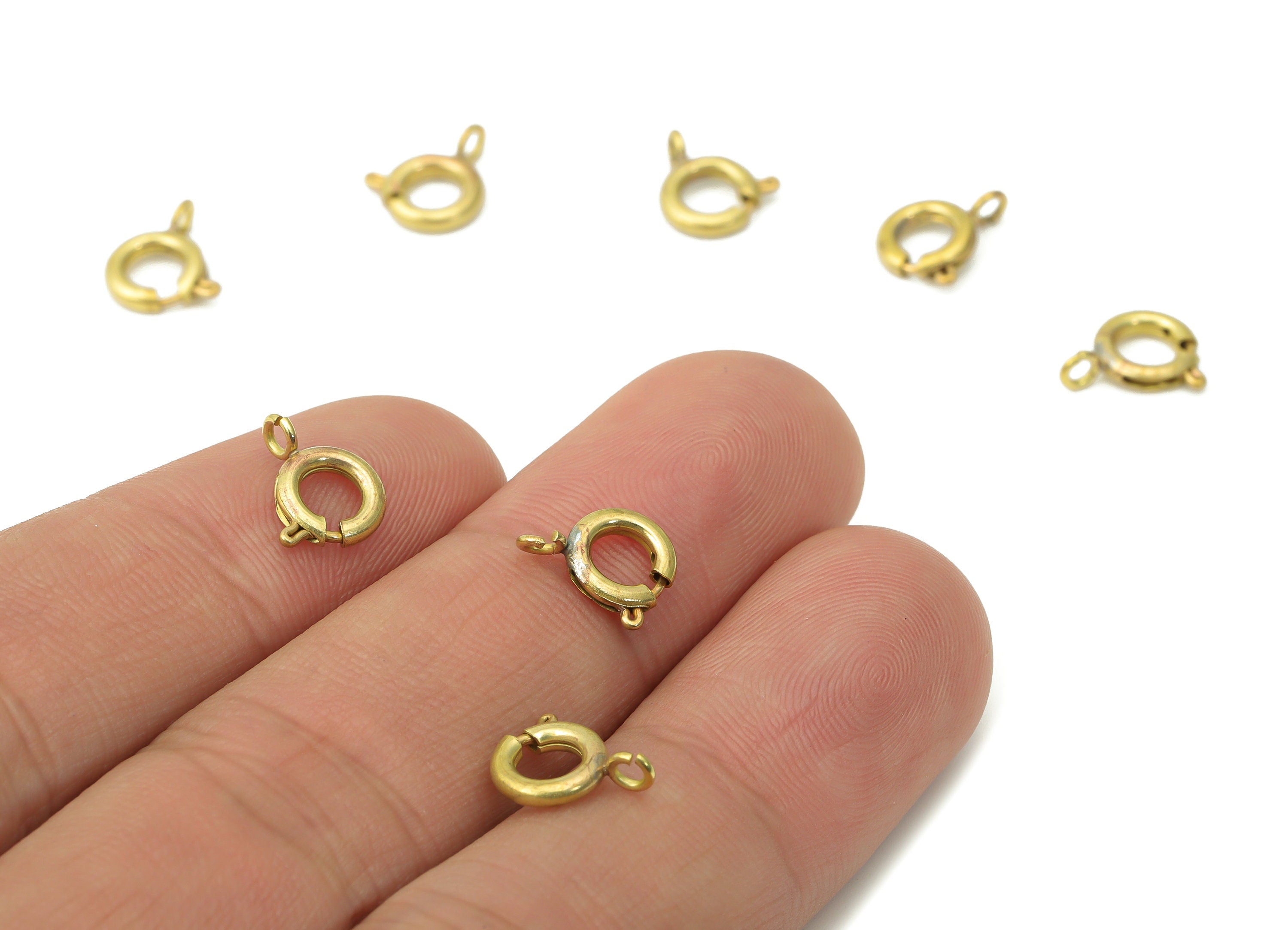 Brass Mini Round Lobster Claw - 9mm - Jewelry Clasps - Raw Brass Mini Circle Trigger Clasps - Jewelry Supplies - 9.72x7x1.7mm - PP5218 - DOMEDBAZAAR