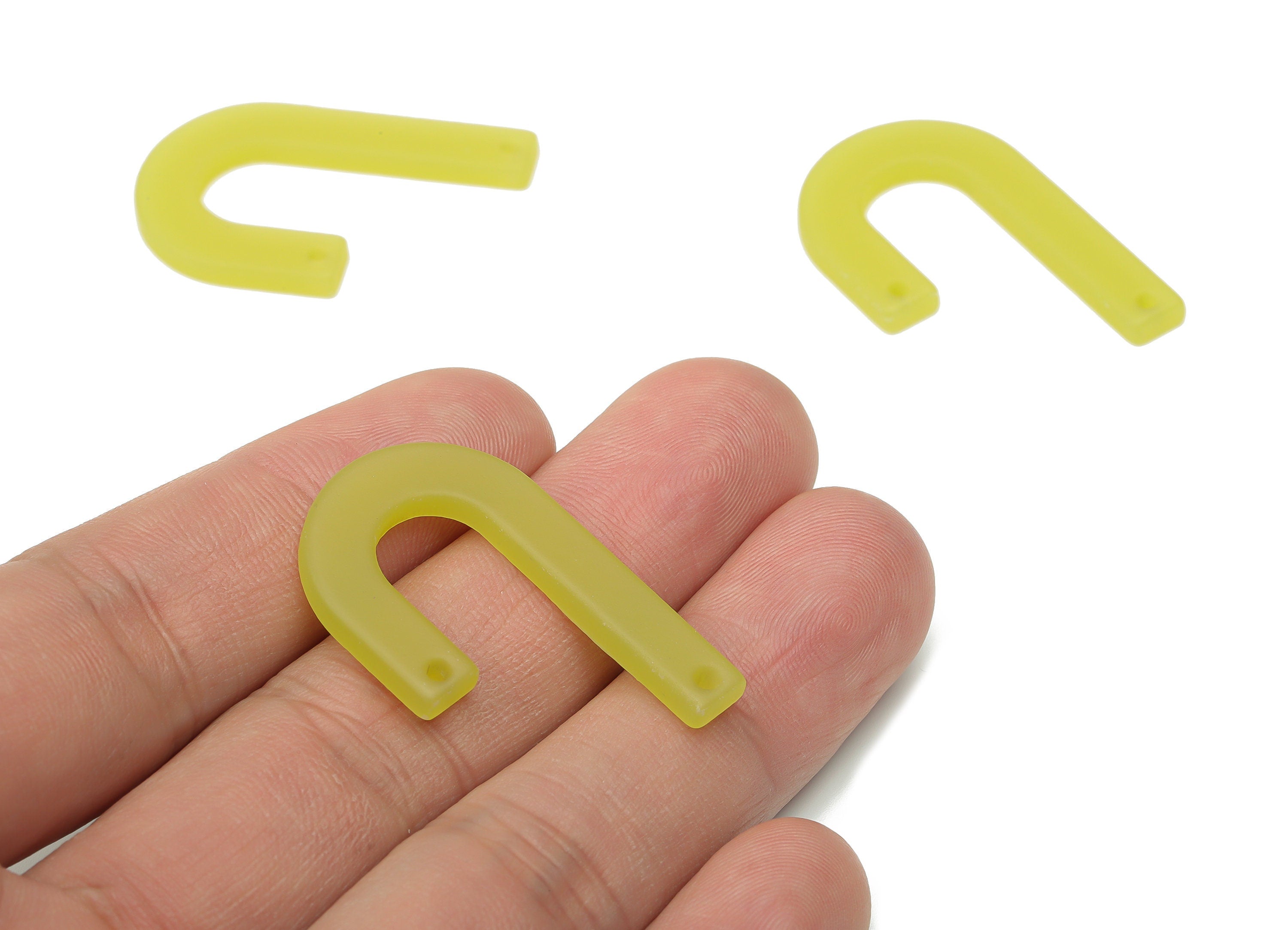 Acrylic J Geometric Earring Connector- Matte U Acrylic Charms - Jewelry Supplies - 2 Holes -Color Code: A646 - 34.6x21.7x2.7mm - AC2490-A646 - DOMEDBAZAAR