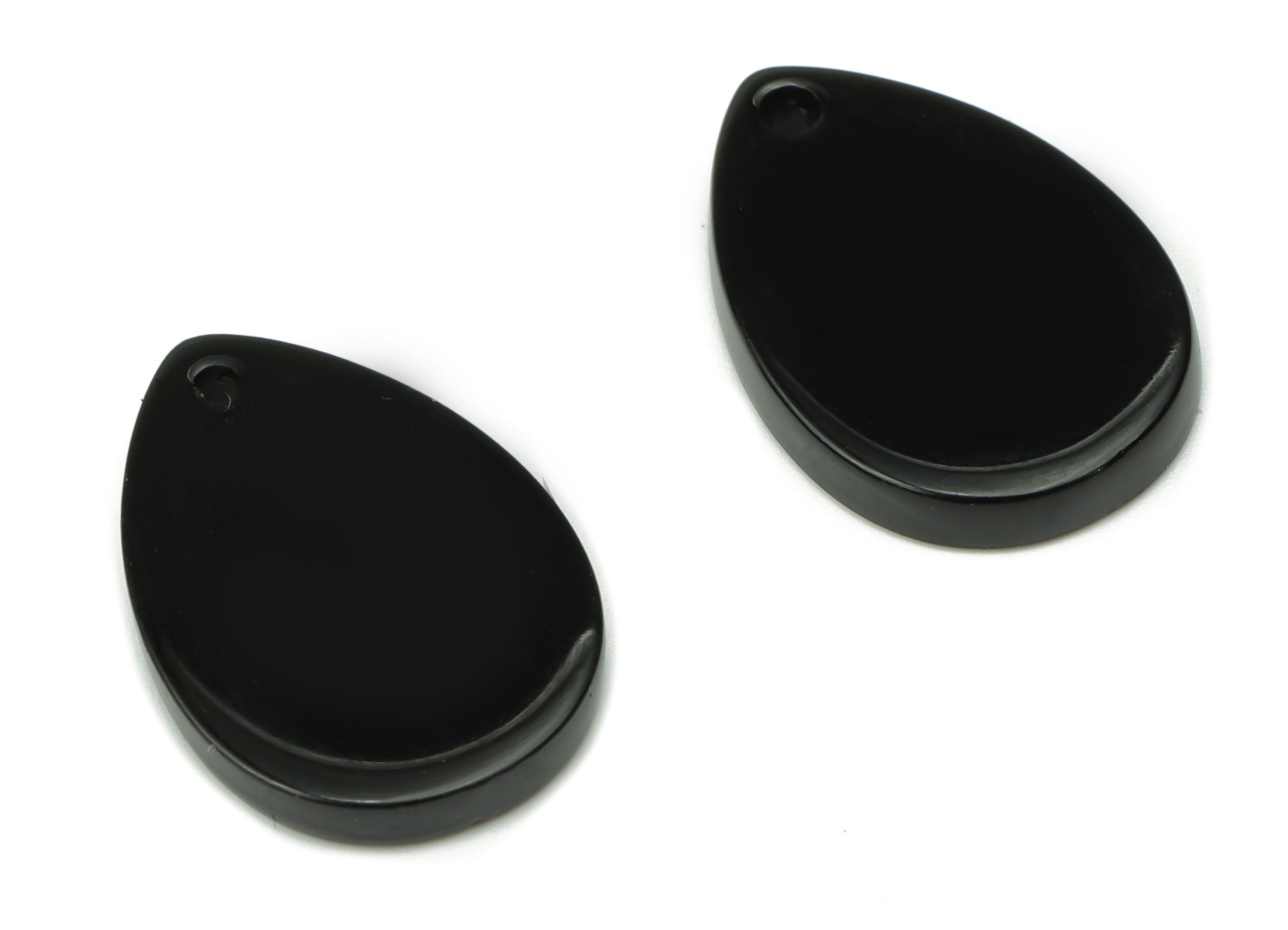 Acrylic Drop Earring Charms - Black Acrylic Teardrop Pendant - Jewelry Making Supplies - Color Code: A66 - 18.46x13.07x1.99mm - AC1878-A66 - DOMEDBAZAAR