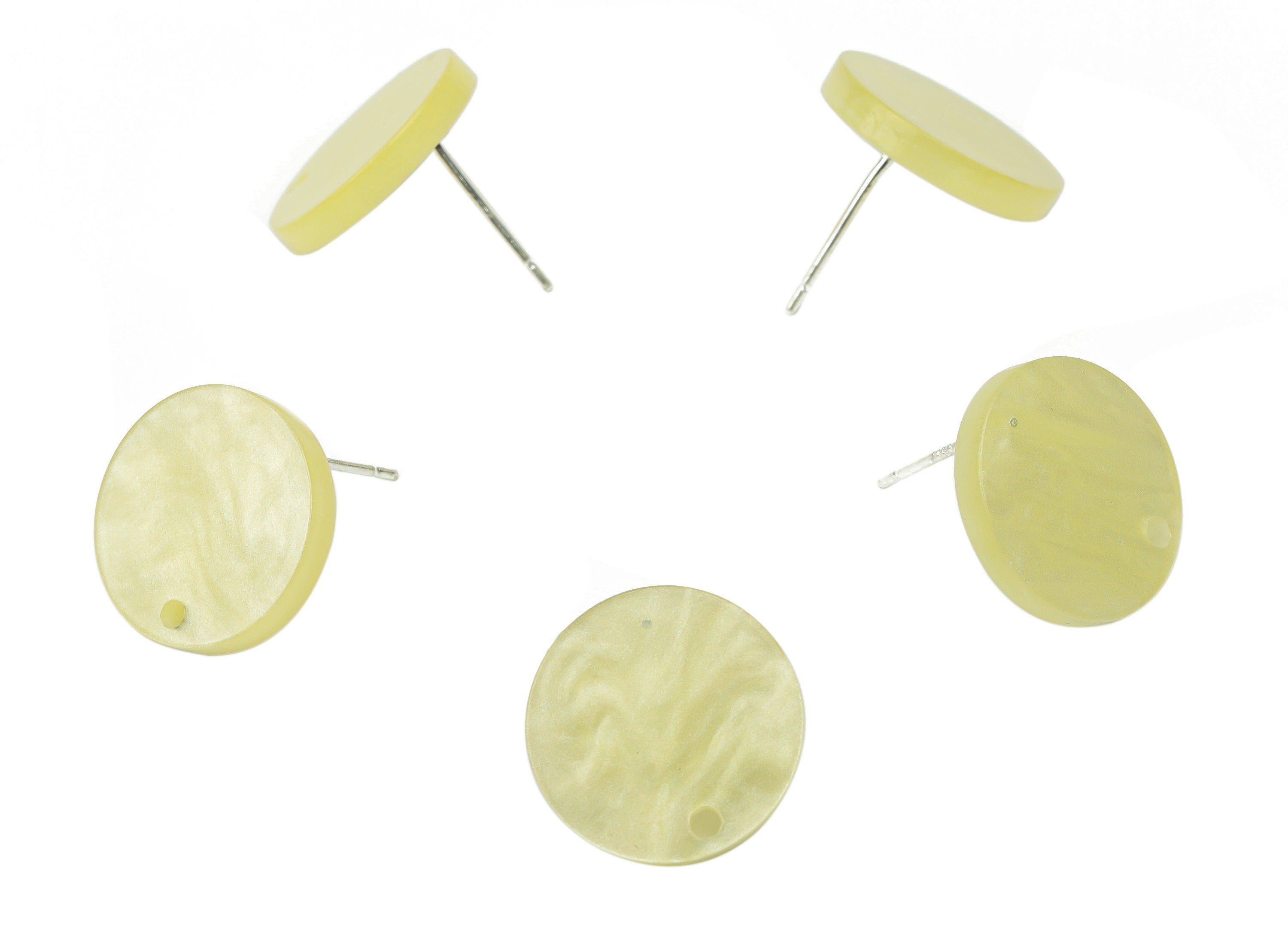 Acrylic Round Earring Stud – Yellow Acrylic Circle Post - 316 Stainles Steel Stud - Jewelry Supplies - 15.5x15.5x2.29mm - AC2485E - DOMEDBAZAAR