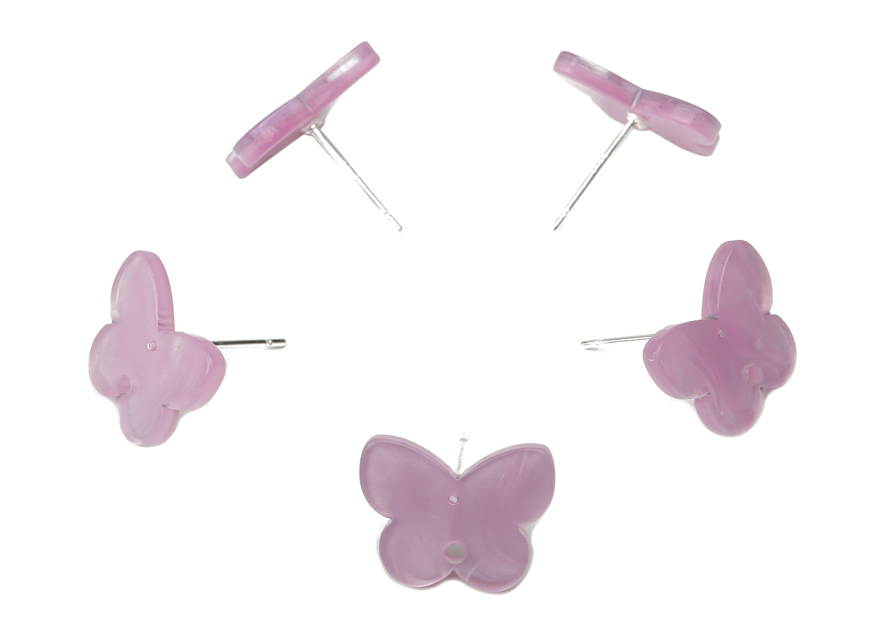 Acrylic Butterfly Earring Stud – Purple Acrylic Butterfly Post - Silver Plated Cupronickel Stud - Jewelry Supplies - 15.7x12.1x2mm - AC2487A - DOMEDBAZAAR
