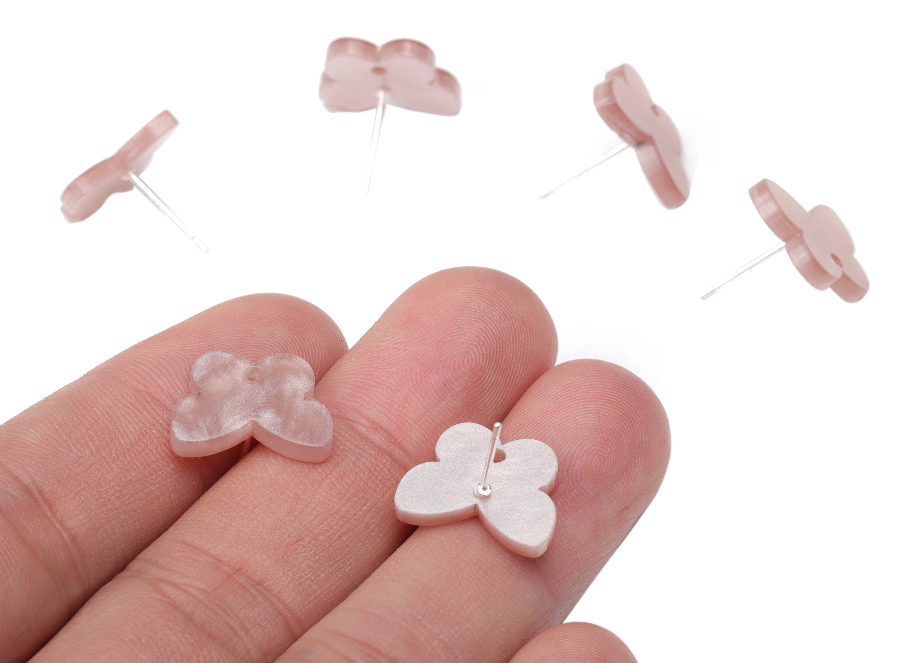 Acrylic Butterfly Earring Stud – Coffee Acrylic Butterfly Post - Silver Plated Cupronickel Stud - Jewelry Supplies - 15.7x12.1x2mm - AC2487B - DOMEDBAZAAR